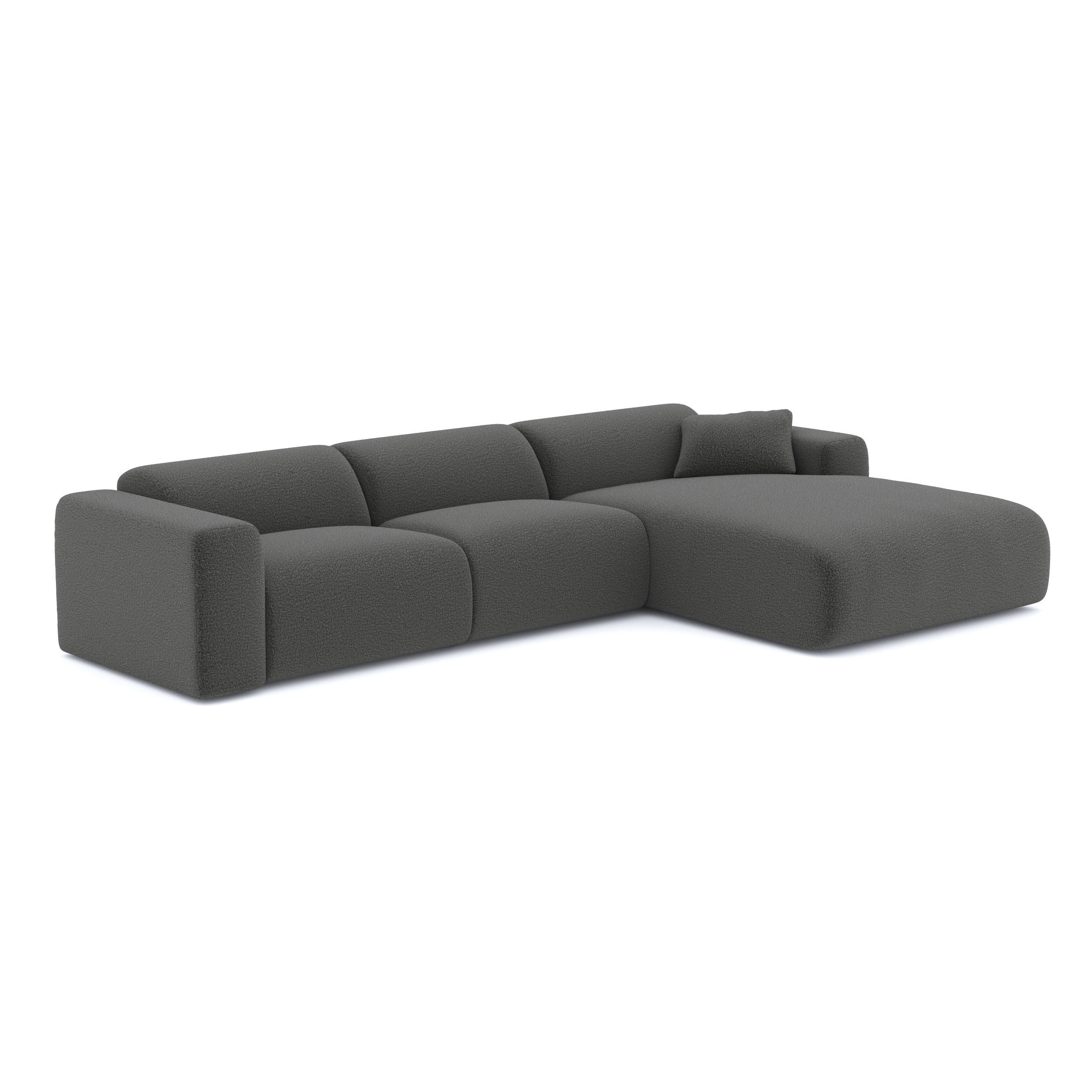 ECKSOFA RECHTS Bouclé-Stoff Graphitgrau 280cm - Graphitfarben/Grau, Textil (280/165cm) - Sia Home