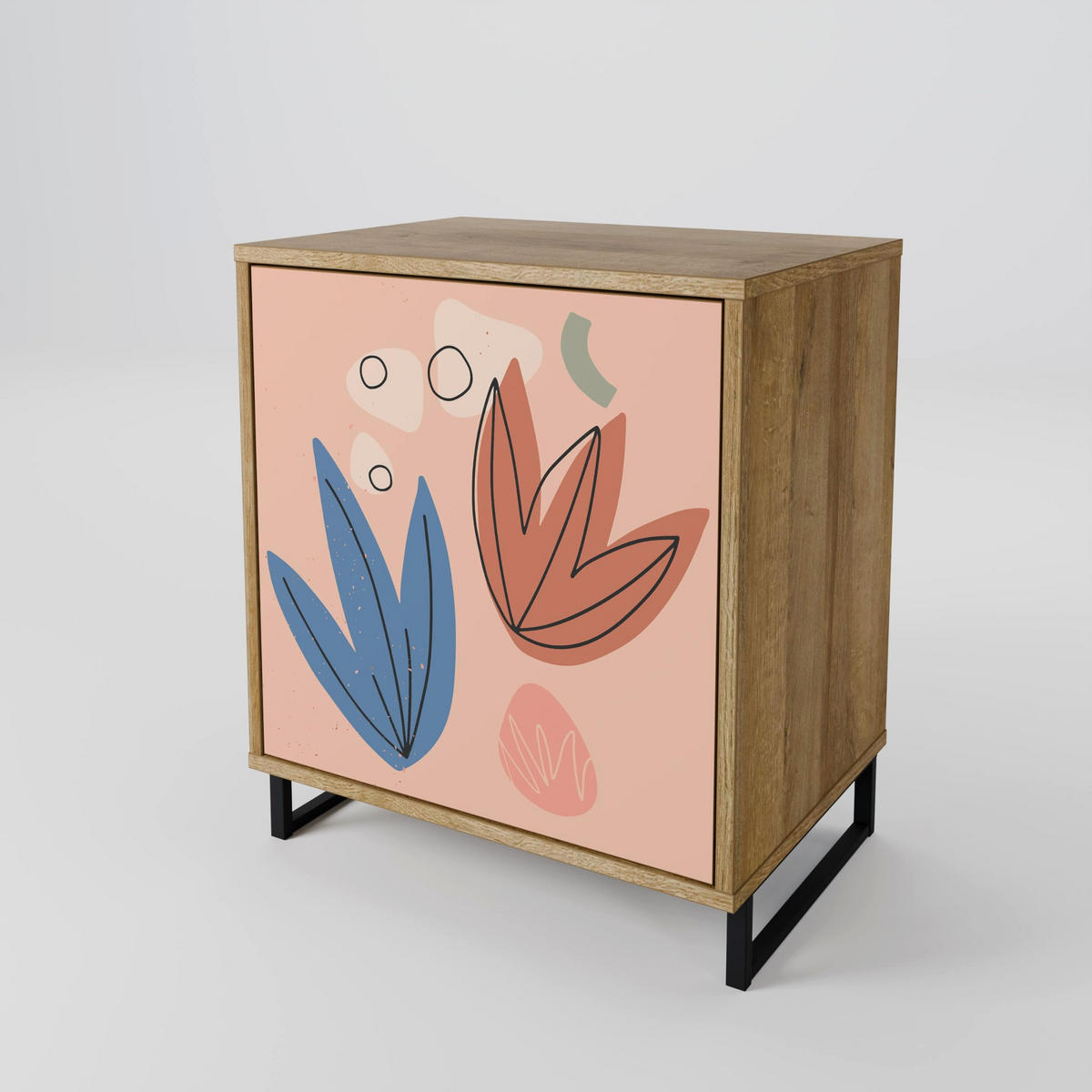SIDEBOARD PASTEL DESTINY, Eichefarben, 57,5x42x57,5 cm, Ohne Füße - Eichefarben/Multicolor, Holzwerkstoff (57.5/57.5/42cm) - SpaceRebels