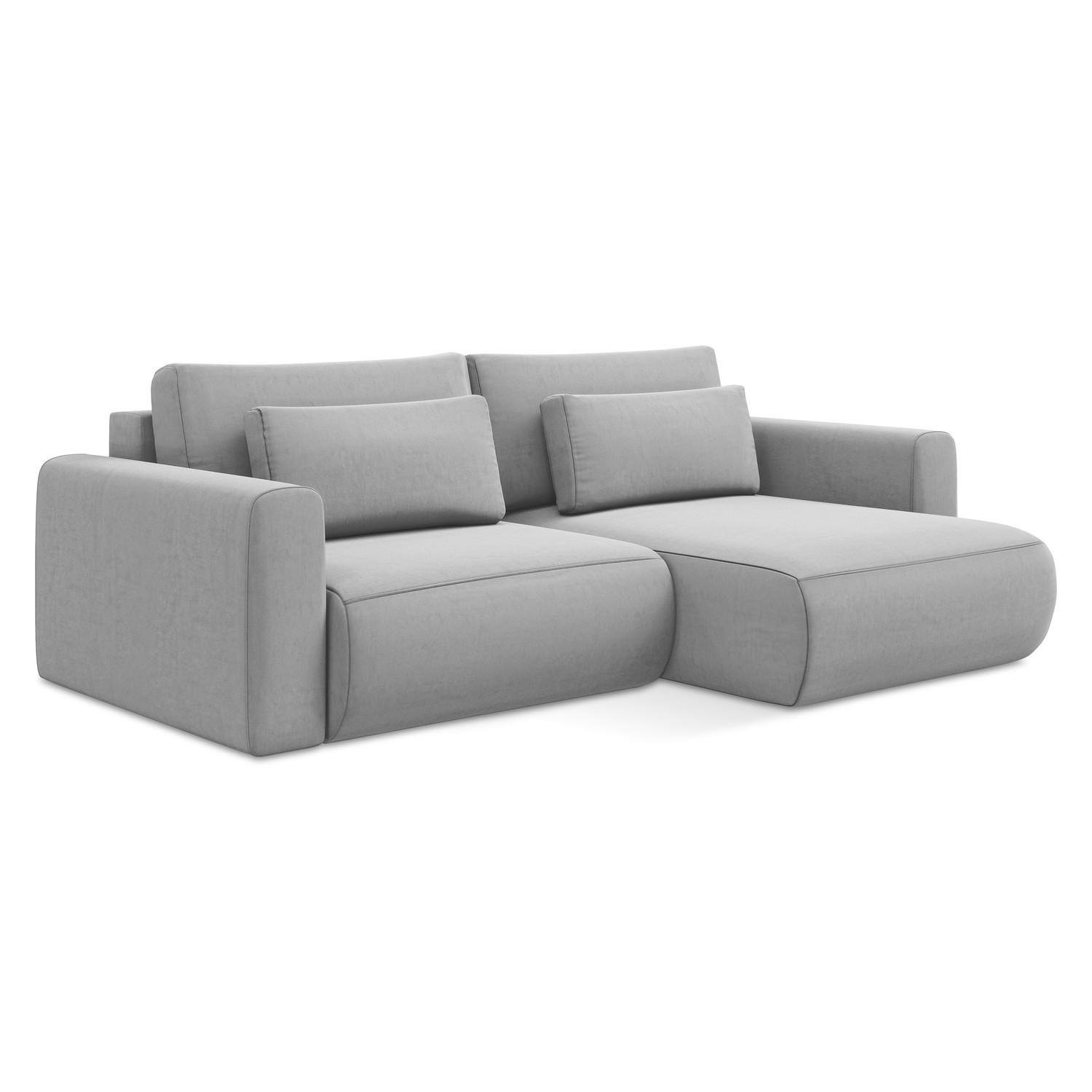 ECKSOFA mit Schlaffunktion Samt Stoff Grau - Schwarz/Grau, Kunststoff/Textil (240/149cm) - LaMiaSofa