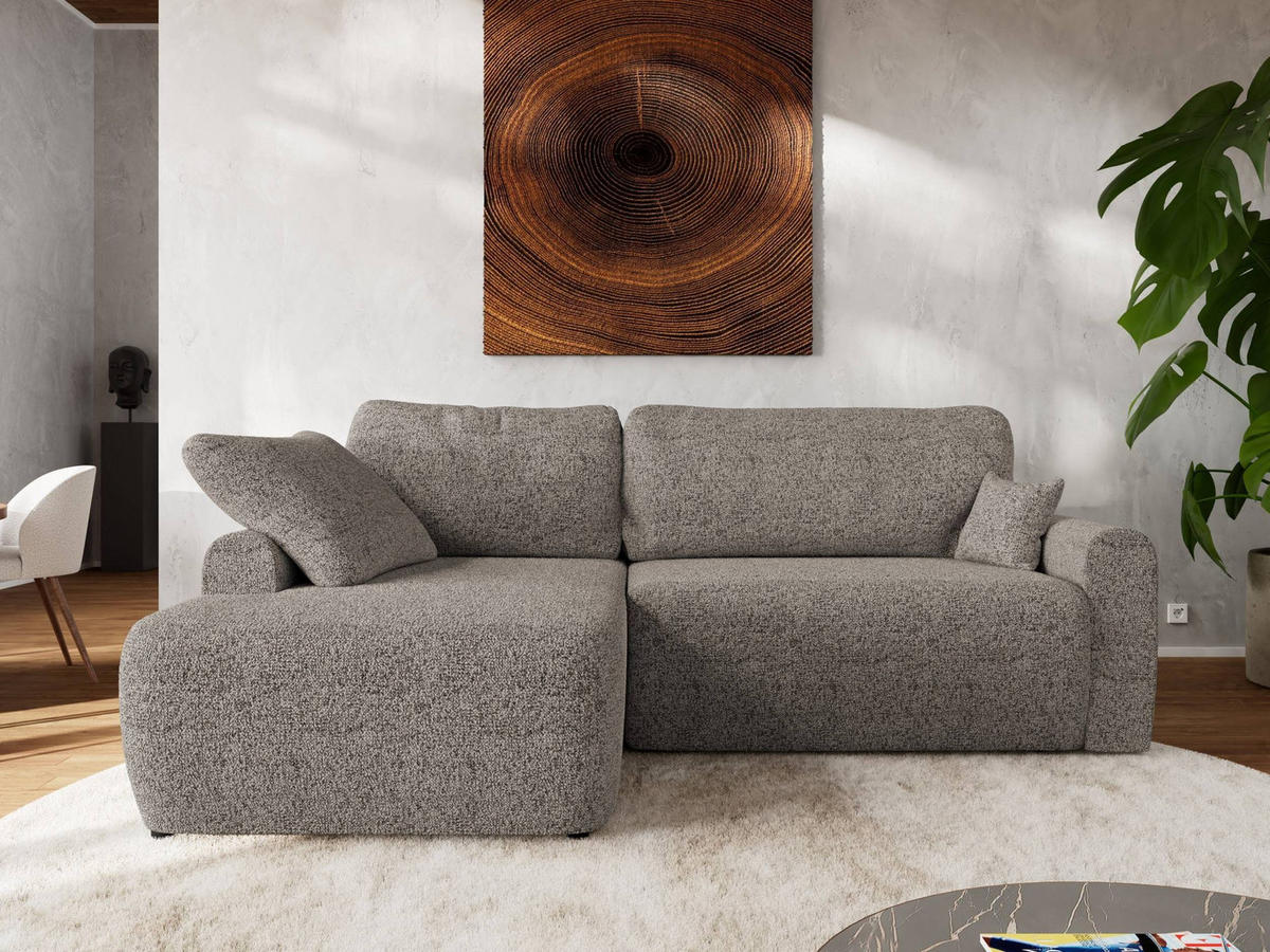 ECKSCHLAFSOFA CUBO L Beige Struktur - links - Beige/Schwarz, Kunststoff/Textil (273/187cm) - MKS