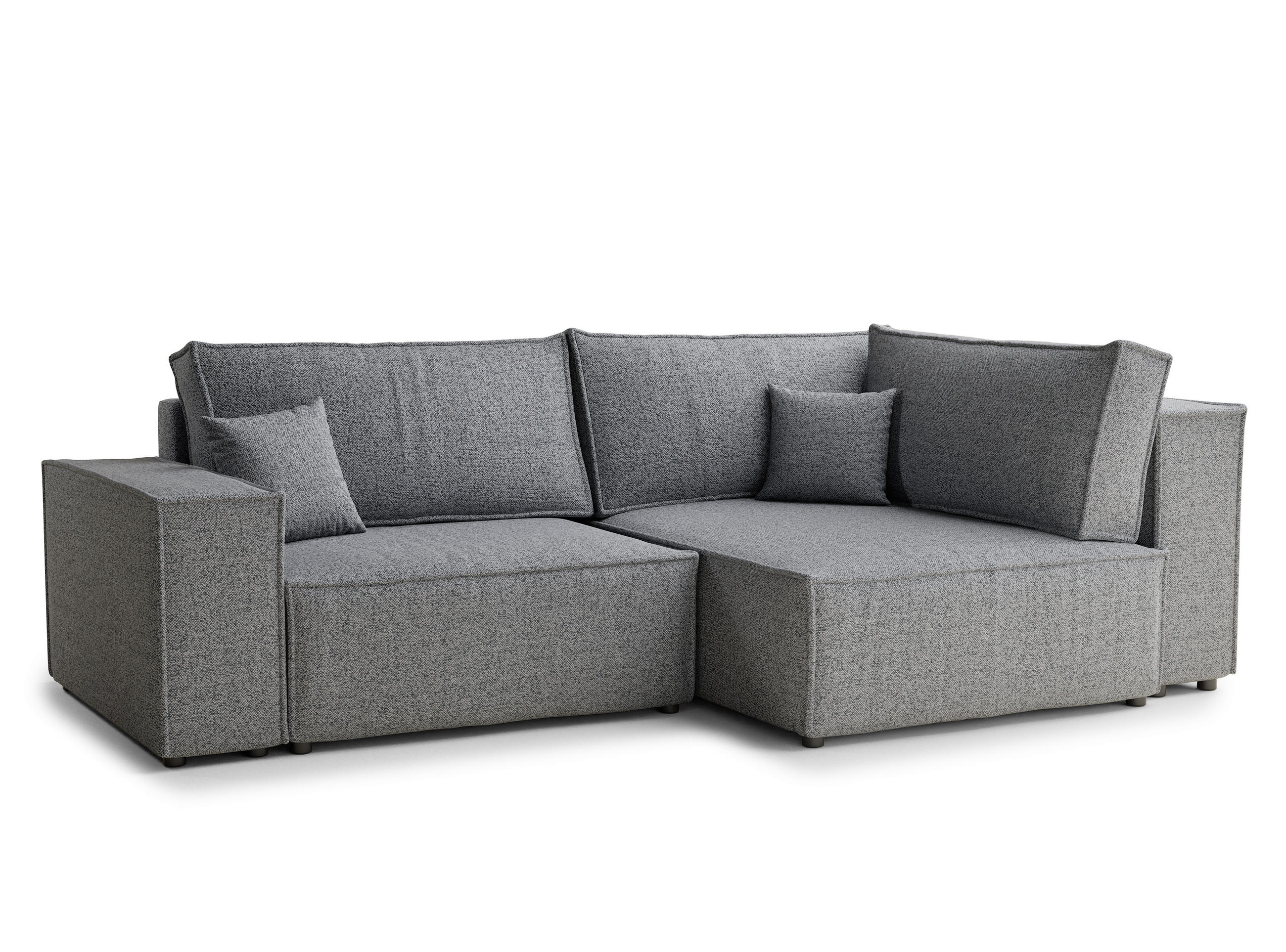 ECKSOFA MIT SCHLAFFUNKTION Tonga Grau Webstoff - Schwarz/Grau, Holz/Holzwerkstoff (255/105cm) - Maison de Reve