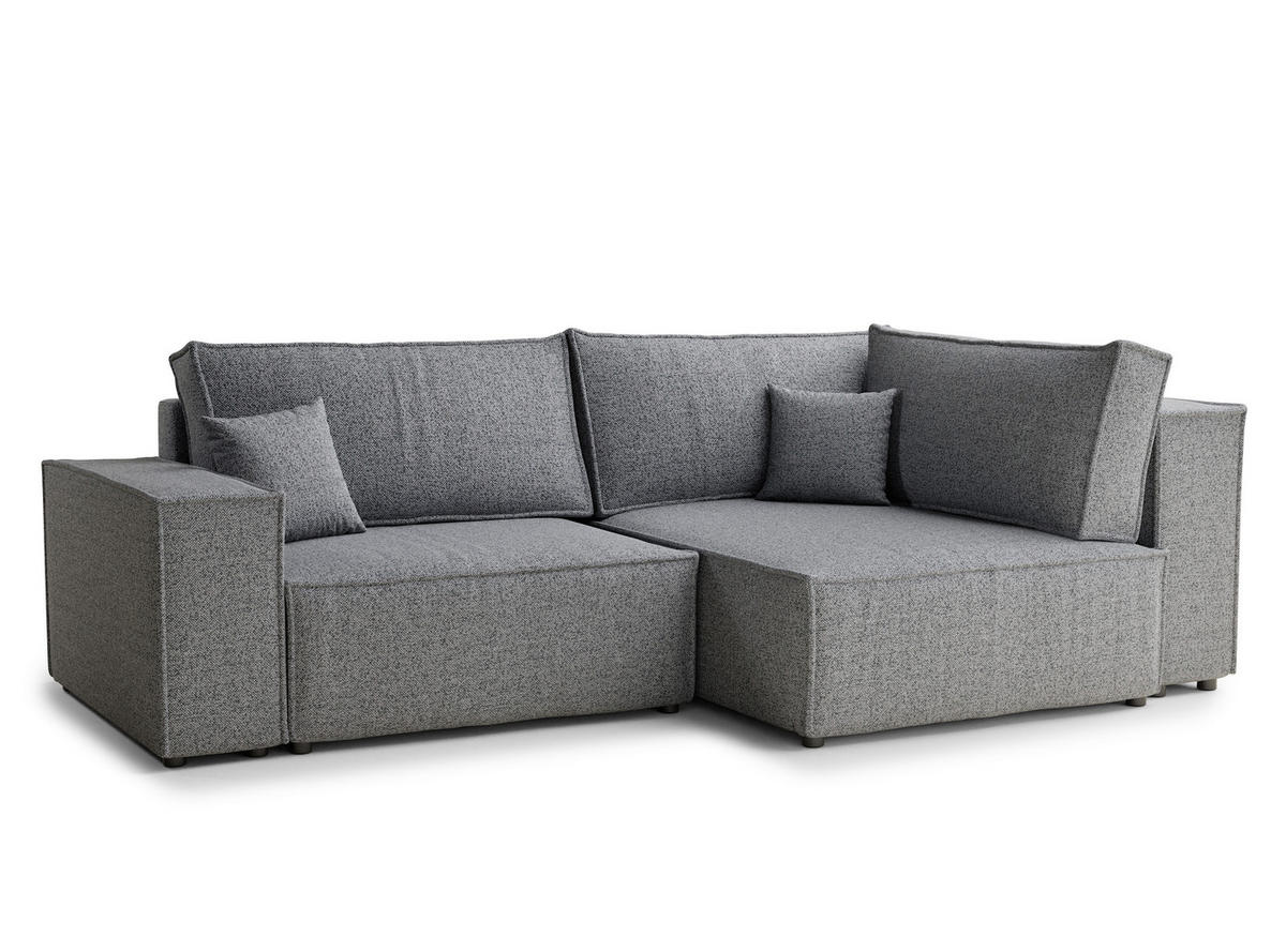 ECKSOFA MIT SCHLAFFUNKTION Tonga Grau Webstoff - Schwarz/Grau, Holz/Holzwerkstoff (255/105cm) - Maison de Reve