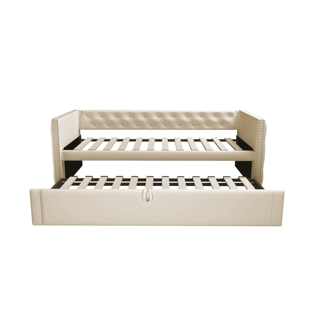 POLSTERBETT Schlafsofa 90/200 cm ausziehbar mit Lattenrost und Samtbezug, Beige - Beige, Textil (90/200cm) - Redom