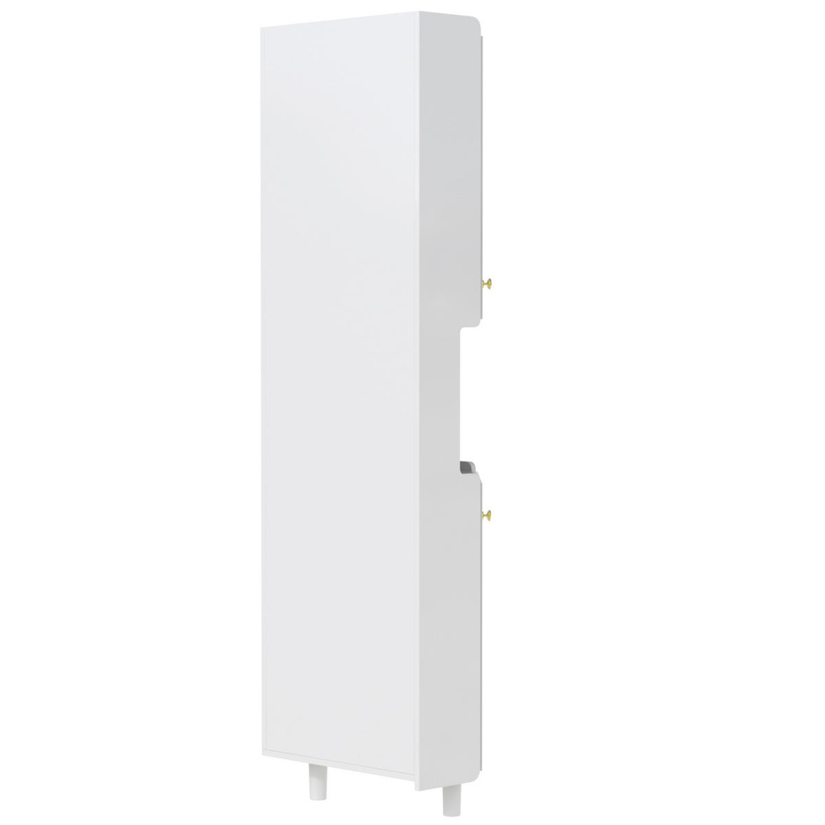 LED-ECKSPEICHERSCHRANK 63.5x17x157.5 cm Weiß aus Spanplatte mit App-LED & 3-Zonen-Storage - Weiß, Holzwerkstoff (63.5/157.5/17cm) - Modfu