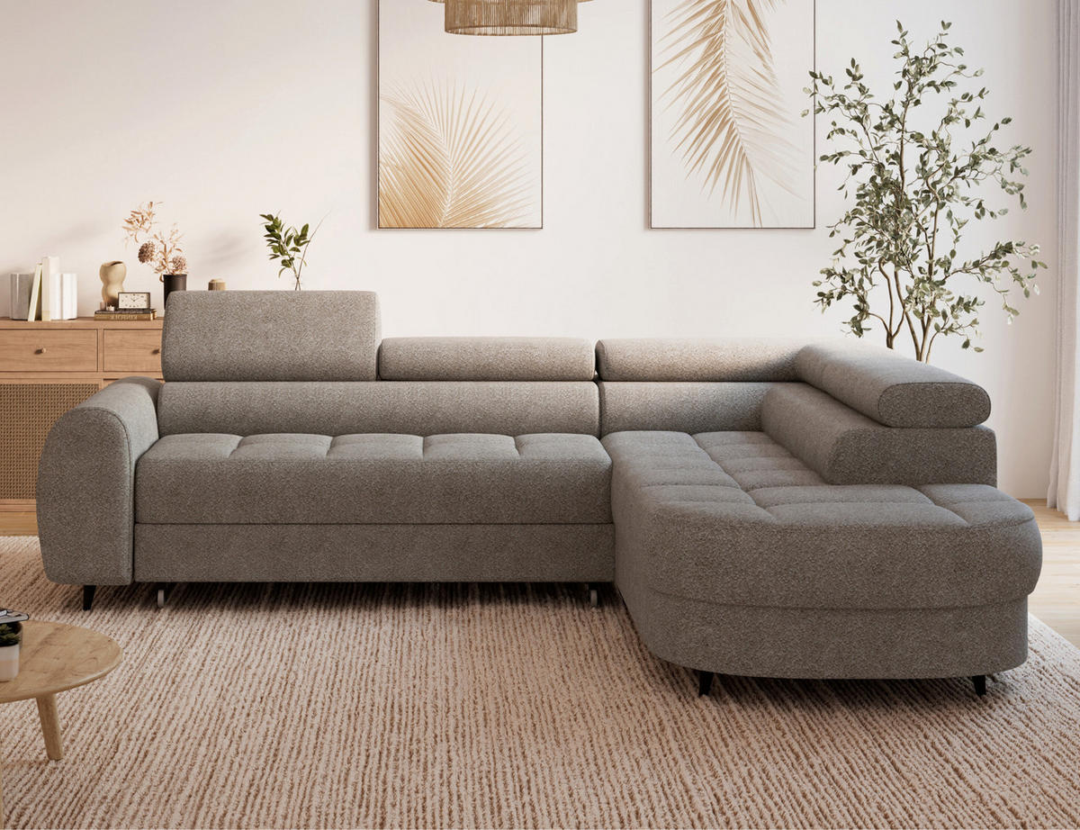 ECKSOFA Vesteria mit Schlaffunktion und Bettkasten – Modernes Design, verstellbare Kopfstützen und hoher Sitzkomfort - Braun, Kunststoff (279/72cm) - Wohnideebilder