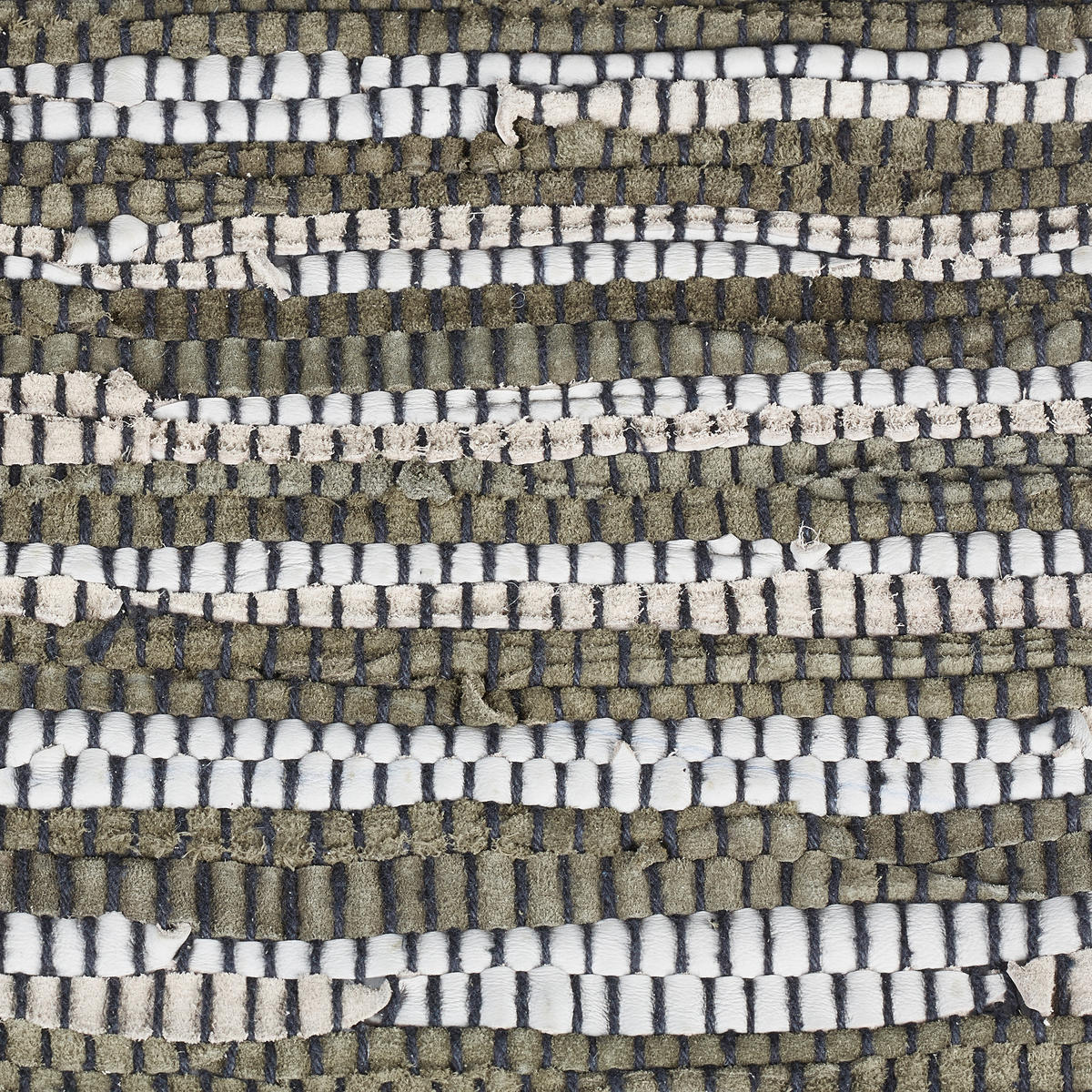 FLICKENTEPPICH - Grau, Leder/Textil (140/70cm) - Relaxdays