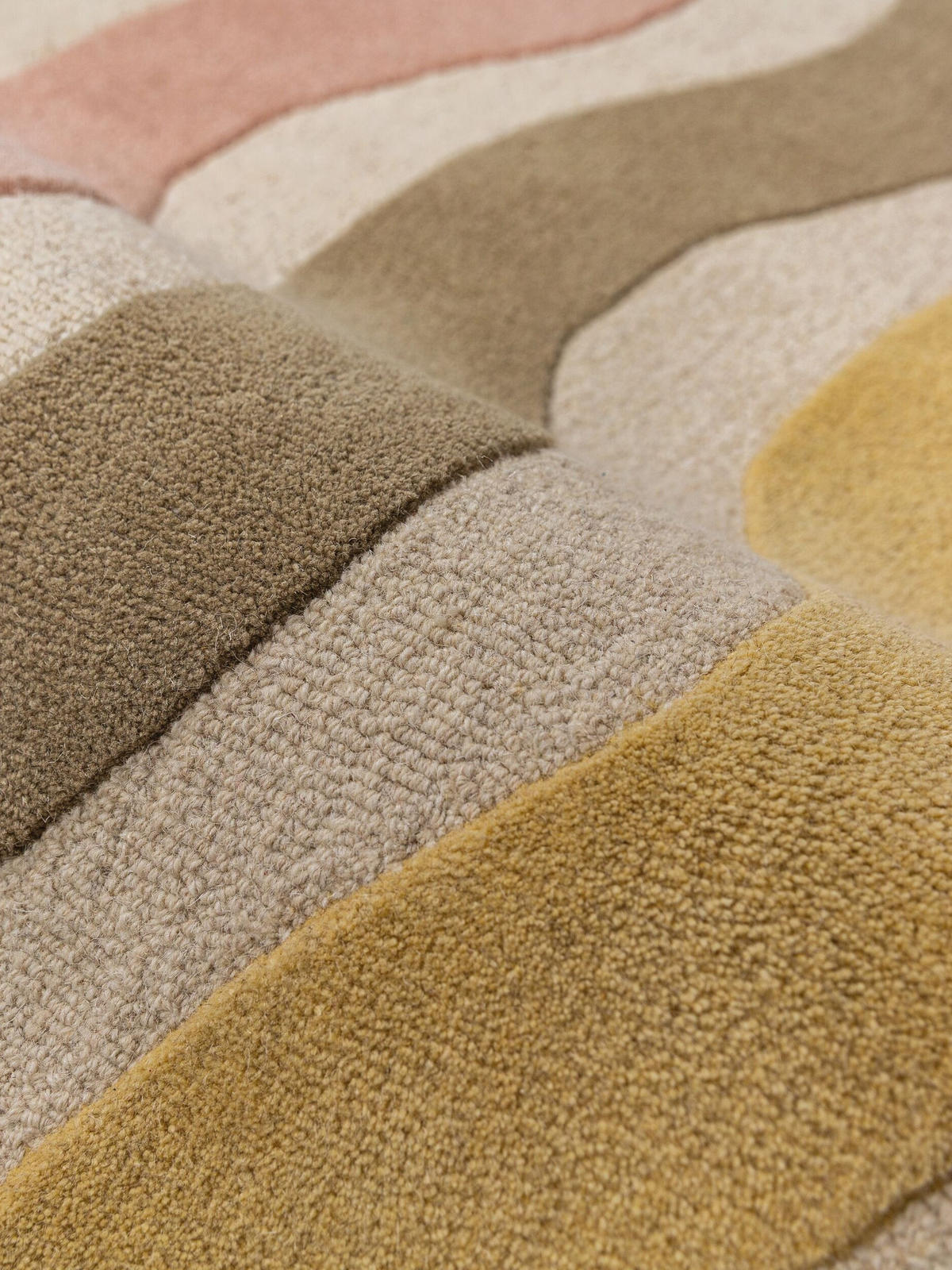 WOLLTEPPICH handgetuftet MONNOW, Wellenstreifen, Natur-Rot, 160 x 230 cm - Beige, Textil (160/230cm) - KADIMA DESIGN