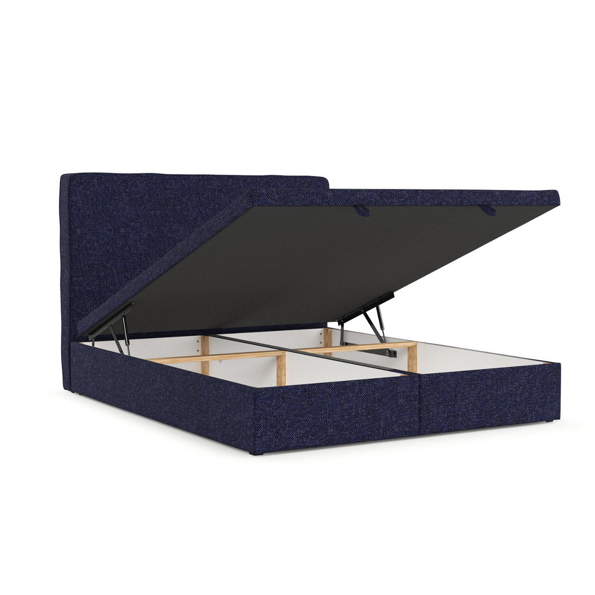 POLSTERBETT Hush mit Stauraum 120/200 cm Marineblau im Alta Stoff - Schwarz/Dunkelblau, Holz/Holzwerkstoff (120/200cm) - AltaBeds