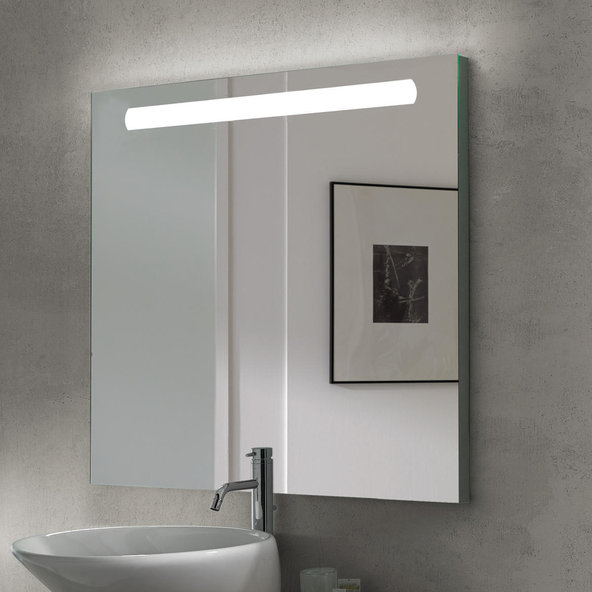 SPIEGEL Pegasus mit LED Beleuchtung, rechteckig 600 x 700 mm, AC 230V 50Hz, 6 W - Multicolor, Metall (67/8/103cm) - EMUCA
