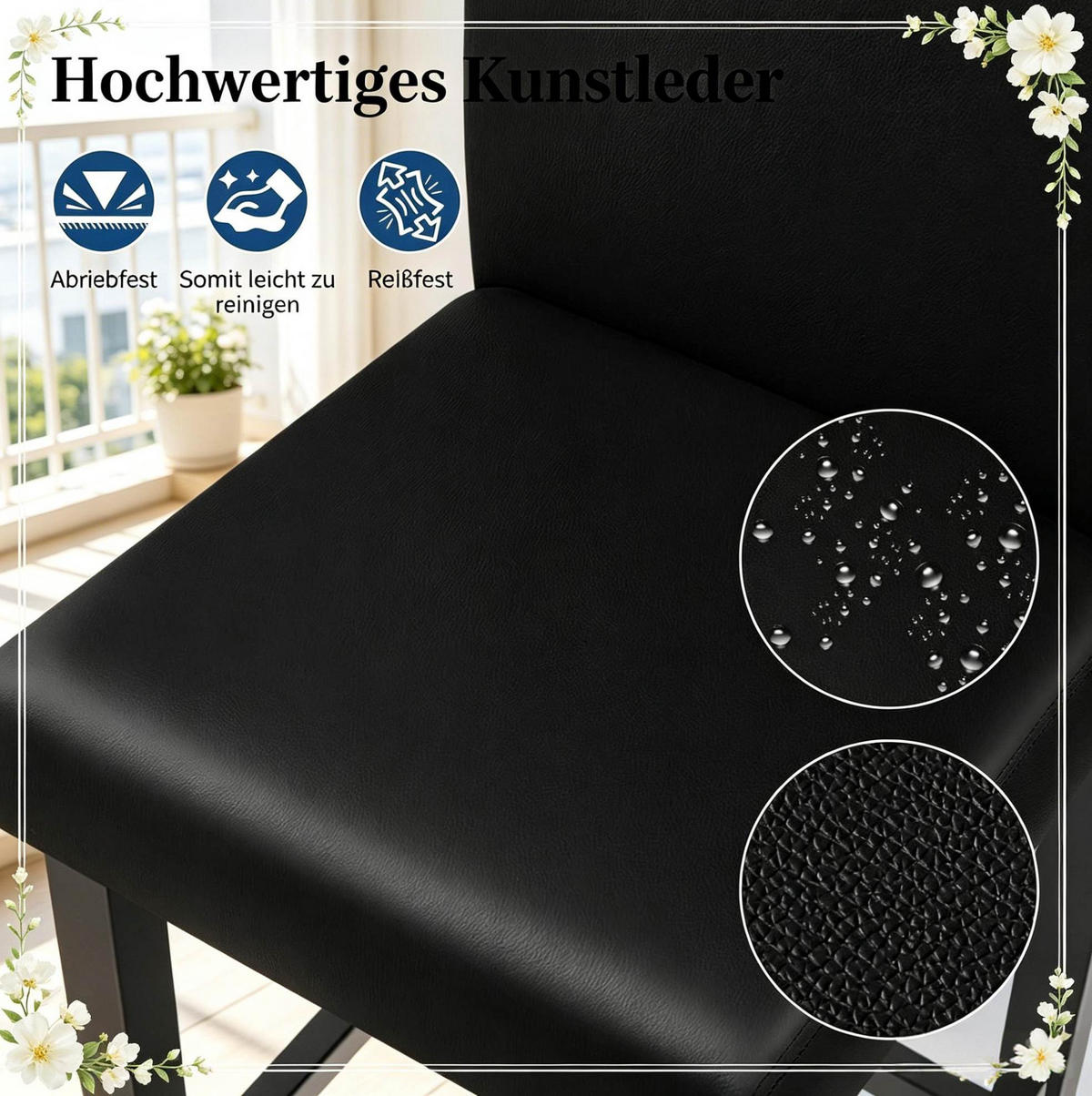 BARHOCKER 2er-Set mit Rückenlehne 48 x 41,5 x 110,5 cm Schwarz - Schwarz, Holz (41.5/110.5/48cm) - Meubliv