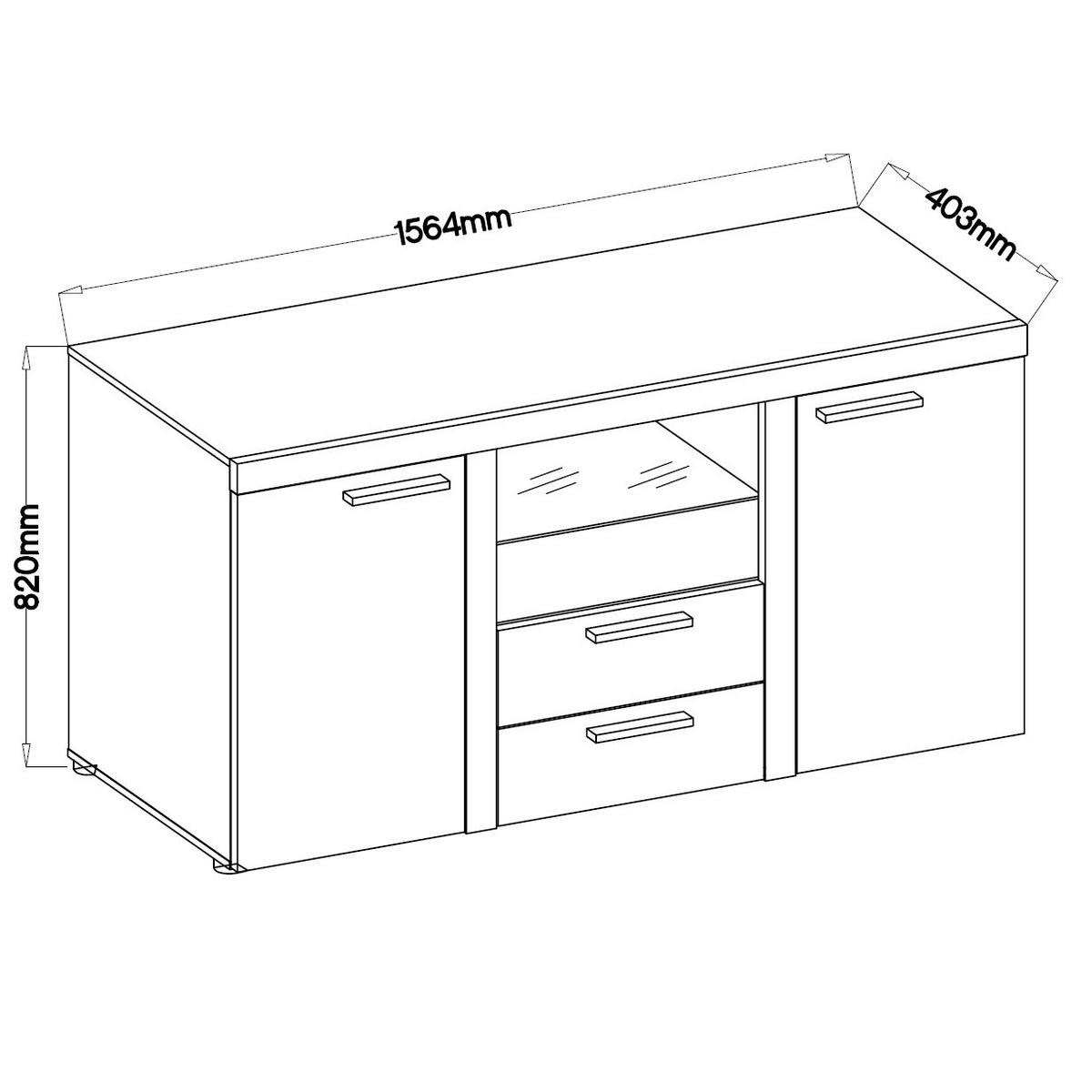 SIDEBOARD RITMO 156/82/40 cm mit 2 Schubladen 2 Türen Hellgrau - Hellgrau/Braun, Holzwerkstoff (156/82/40cm) - MASSENO