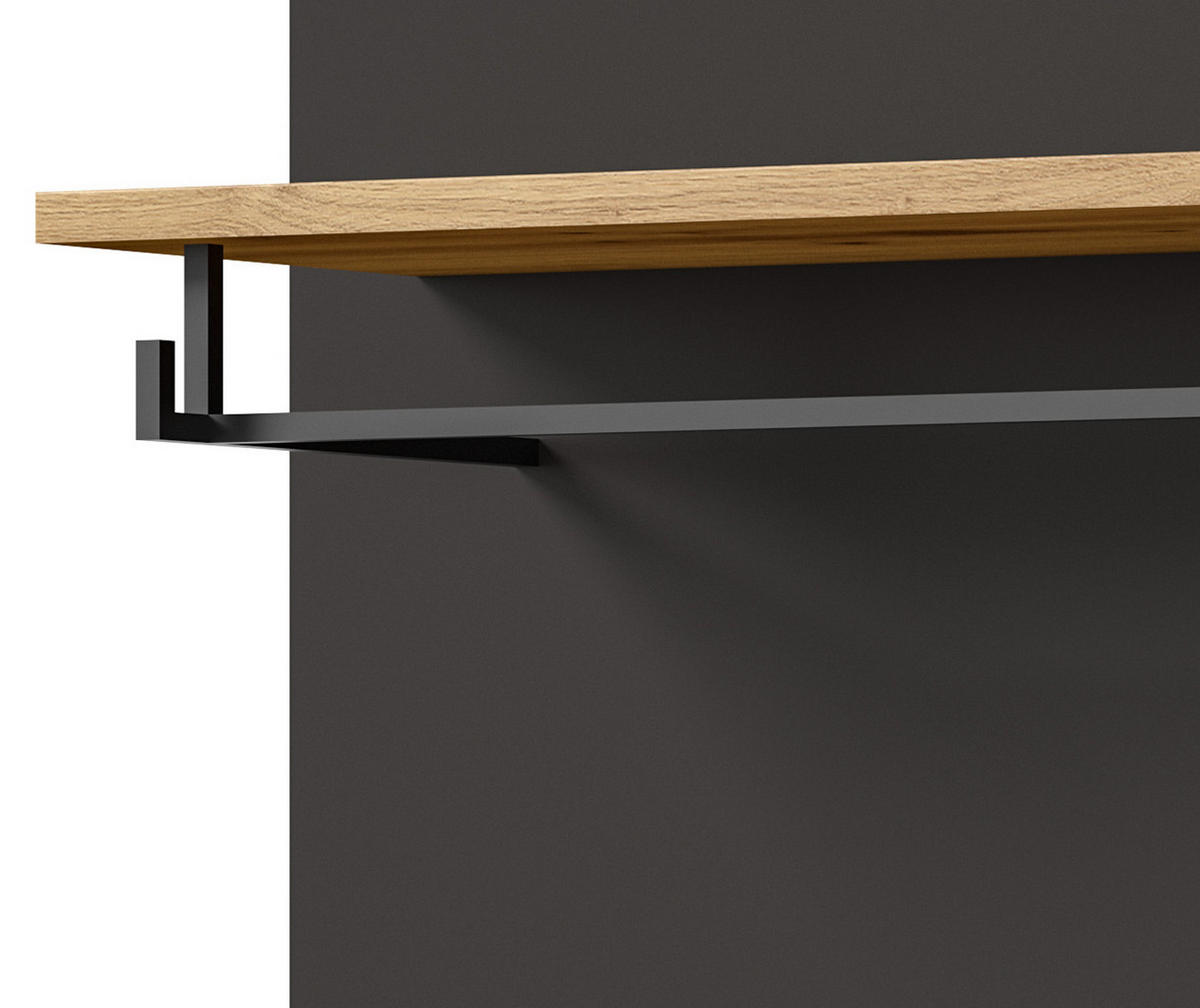 GARDEROBE Set 4-teilig Eiche Artisan und grau 160 cm, mit Soft-Close - Schwarz/Eiche Artisan, Glas/Holzwerkstoff (160/190/37cm) - Inn.Furn