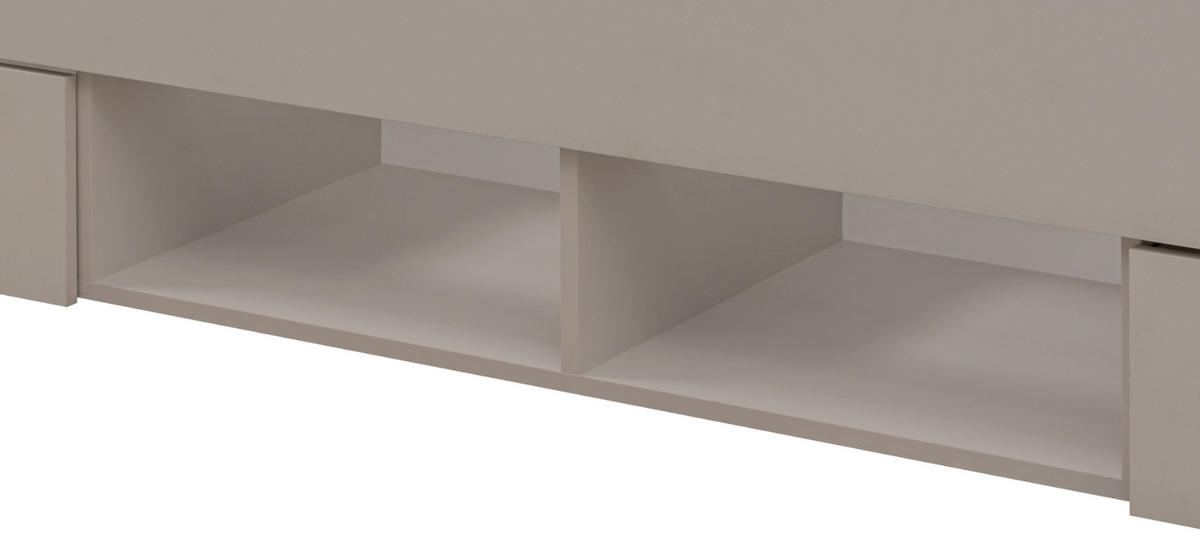 STAURAUMBETT Kaschmir, Liegefläche 90 x 200 cm, Bett mit Bettschubkästen - Kaschmir/Schwarz, Holzwerkstoff/Kunststoff (90/200cm) - Inn.Furn