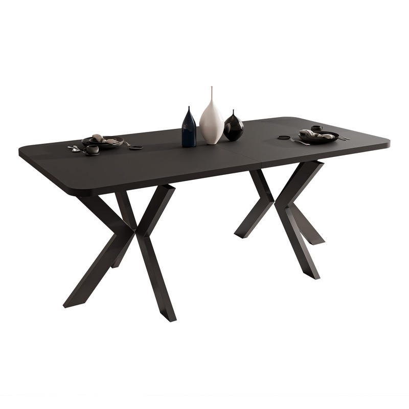 AUSZIEHTISCH DANTON 200/100/76 cm, Schwarz - Schwarz, Holzwerkstoff/Metall (100/200/76cm) - Idohome