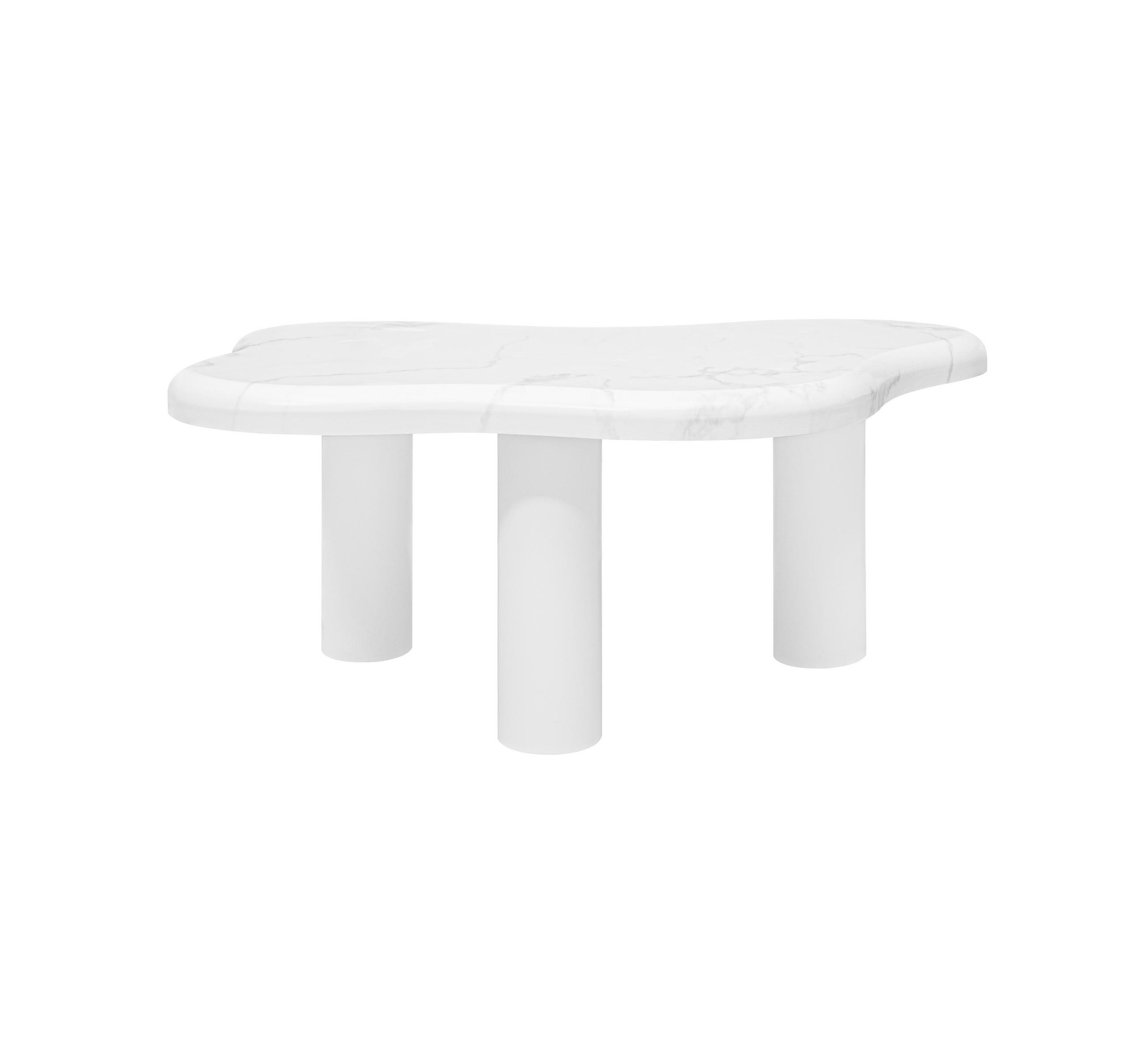 COUCHTISCH 90/62/40 cm weiß aus Holzwerkstoff in Marmoroptik mit wolkenförmiger Tischplatte - Weiß, Holzwerkstoff (90.8/62.5/40cm) - OKWISH