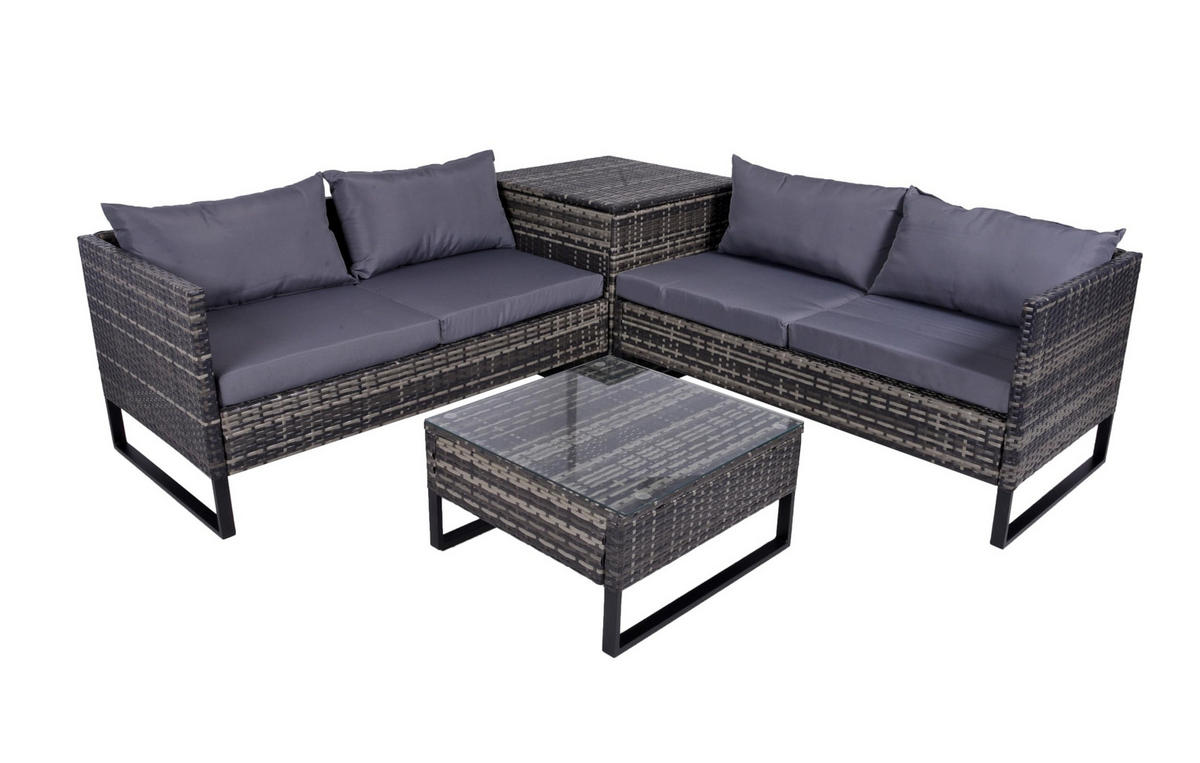 GARTENLOUNGESET Linz Gartenmöbel - Schwarz, Kunststoff - DELUKE