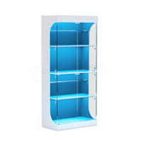 VITRINE 80/35/165 cm Weiß aus Glas und Holzwerkstoff mit LED-Beleuchtung - Weiß, Holzwerkstoff (35/165/80cm) - OKMYHOME