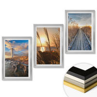 WANDBILDER 3er Set - 40x60 cm Silberner Rahmen - Leuchtturm-Grassteg - Silberfarben, Kunststoff (40/60cm) - ArtPrintCave