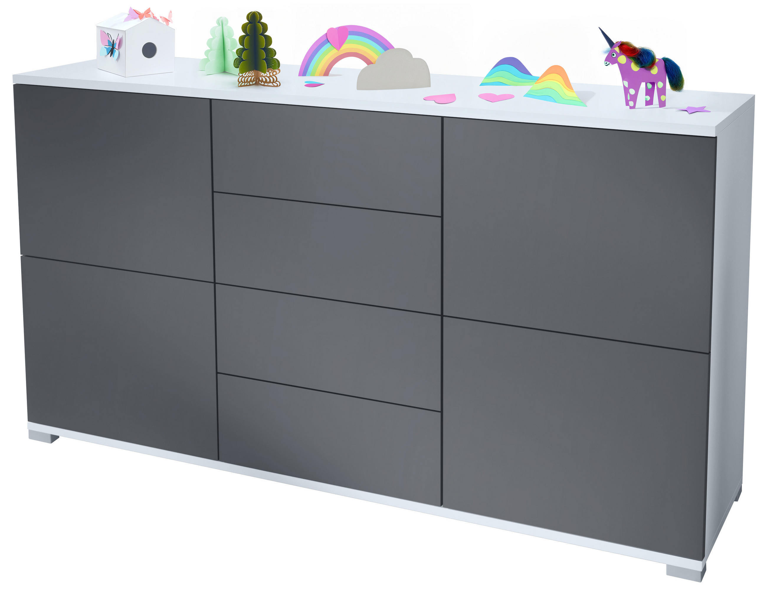 SIDEBOARD Rova Anthrazit matt - Anthrazit, Holzwerkstoff (138.5/75.5/35cm) - Vladon