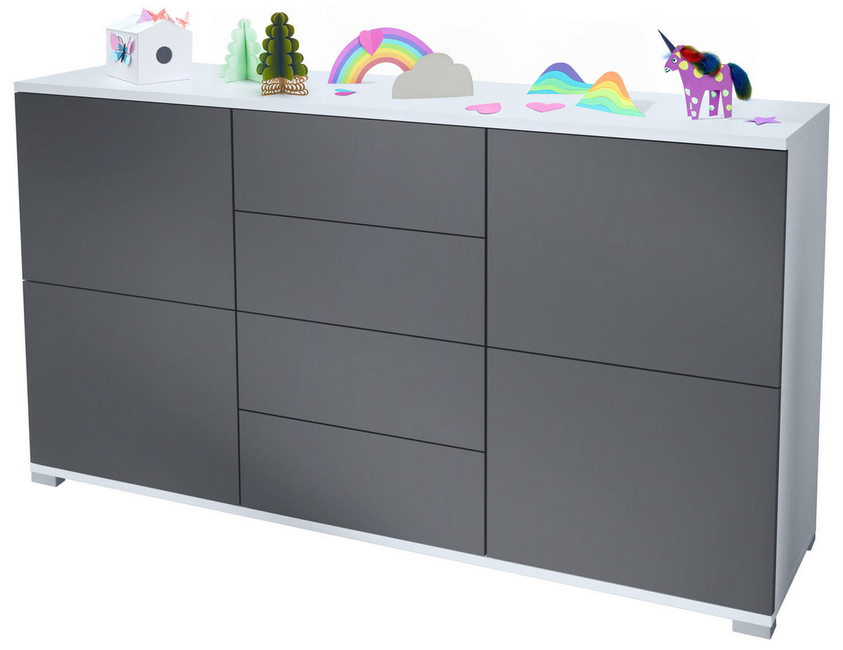 SIDEBOARD Rova Anthrazit matt - Anthrazit, Holzwerkstoff (138.5/75.5/35cm) - Vladon