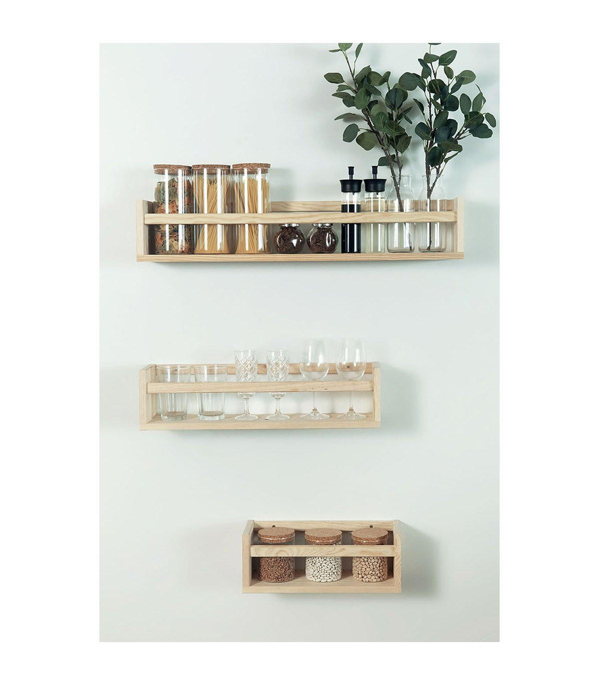 WANDREGAL aus massiver Kiefer - L40 x H15 cm - Apfelbaumfarben, Holz (15/15/40cm) - Calicosy