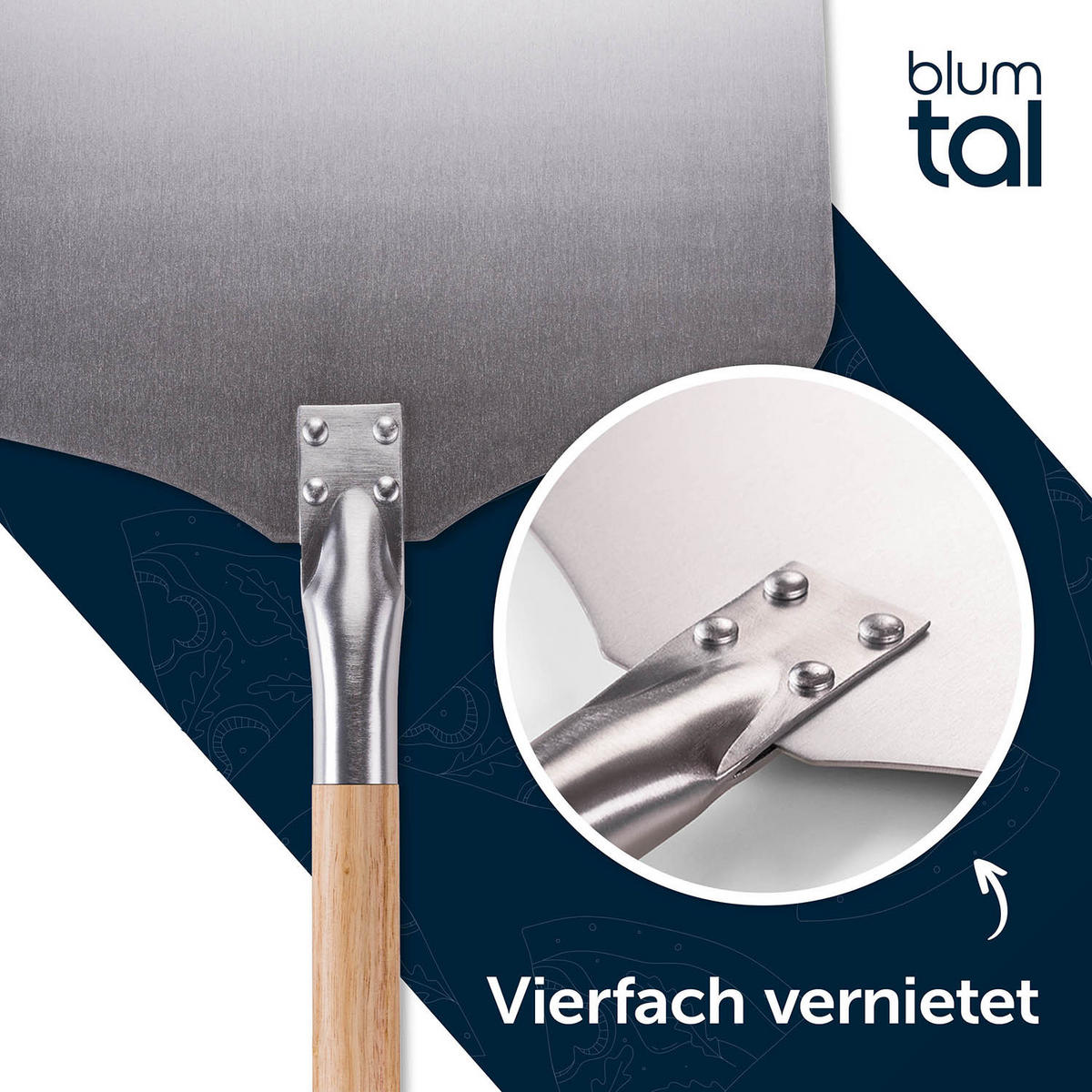 PIZZASCHIEBER Soeren 61 cm, kurz - Edelstahlfarben, Holz/Metall (30.5/1/30.5cm) - Blumtal