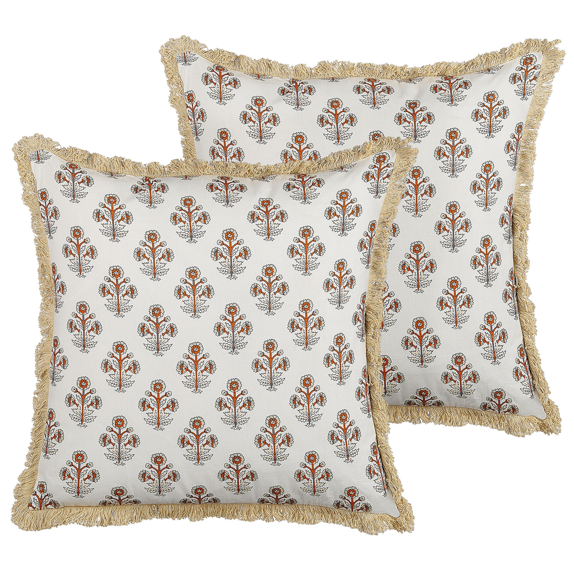DEKOKISSEN 2er-Set Hellbeige 45/45 cm Omorika - Beige, Naturmaterialen/Textil (45/45cm) - Beliani