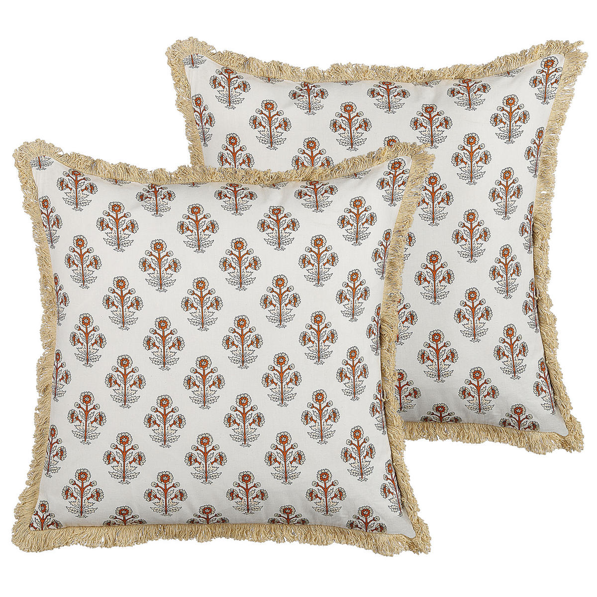 DEKOKISSEN 2er-Set Hellbeige 45/45 cm Omorika - Beige, Naturmaterialen/Textil (45/45cm) - Beliani