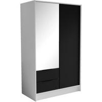DREHTÜRENSCHRANK Niko 100/51/200 cm weiß+schwarz - Schwarz/Weiß, Holzwerkstoff (100/200/51cm) - Beautysofa