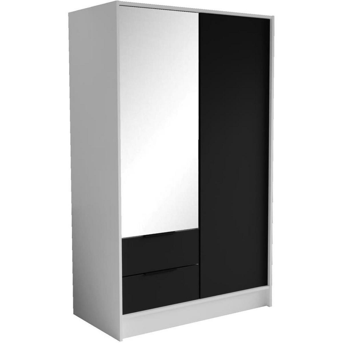DREHTÜRENSCHRANK Niko 100/51/200 cm weiß+schwarz - Schwarz/Weiß, Holzwerkstoff (100/200/51cm) - Beautysofa