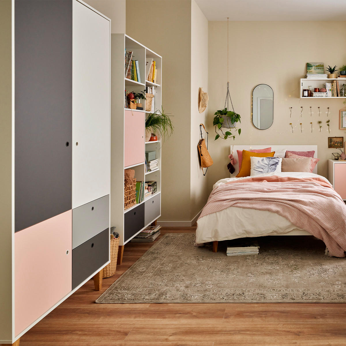 SKŘÍŇ růžová - růžová, kompozitní dřevo (103.5/201.5/55cm) - Petits-meubles