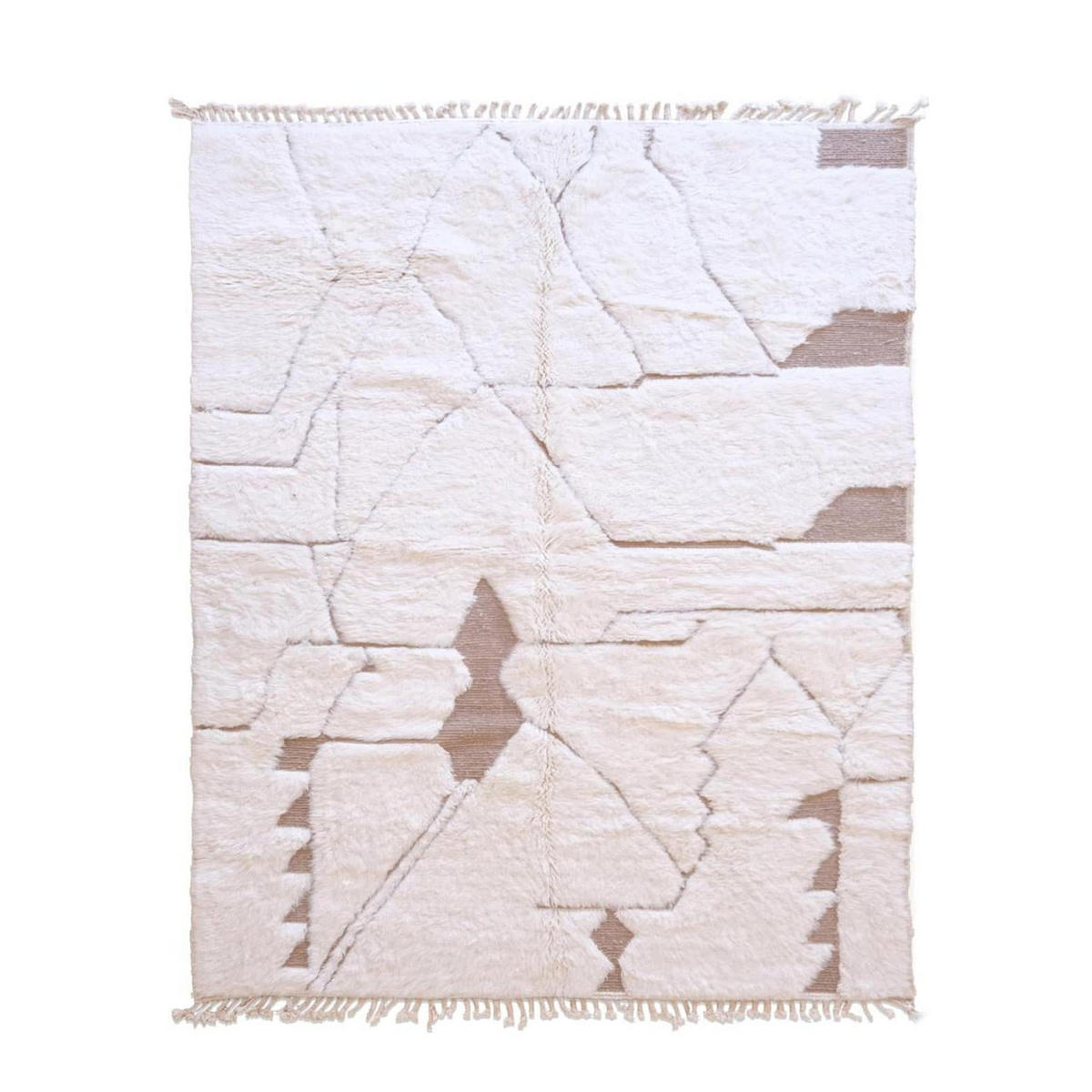 BERBERTEPPICH Ethno schlicht Wolle 208x 292 cm - Weiß, Naturmaterialien (208/292cm) - AFK Living