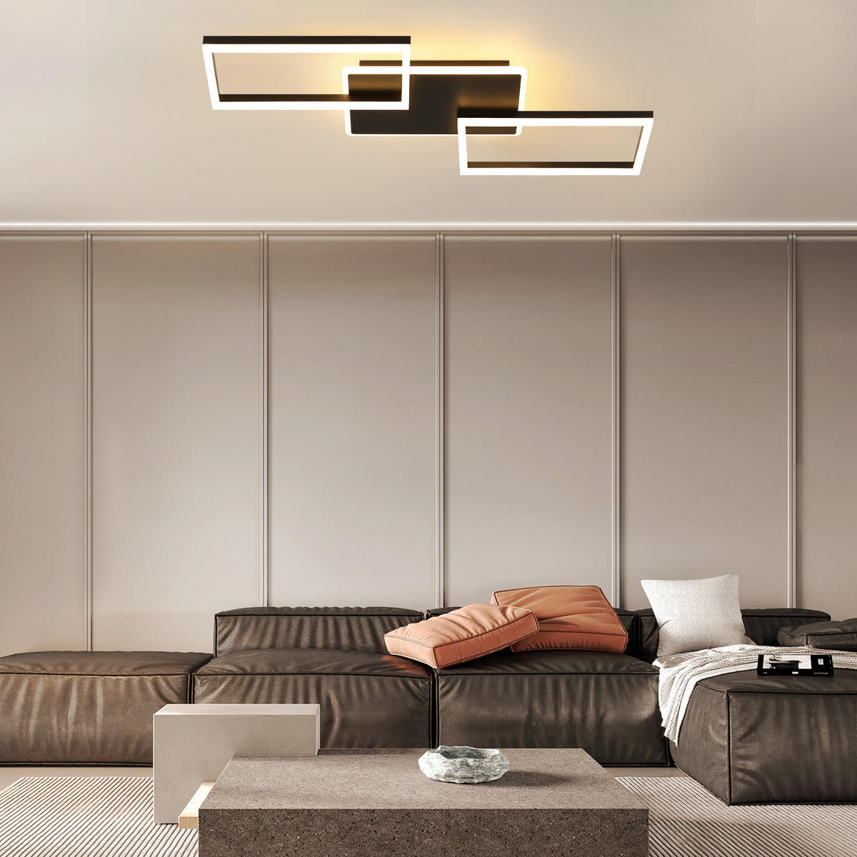 LED-DECKENLEUCHTE Tarak 45/7/80 cm - Schwarz, Metall (80/45/7cm) - ZMH