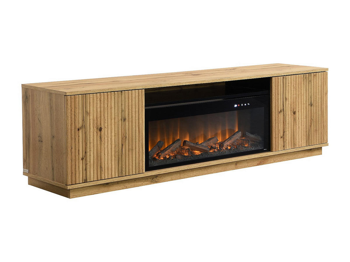 TV-BOARD - 163 cm x 40 cm - holz - schwarz, naturfarben hell Yevina - Schwarz/Naturfarben, Glas/Holz (163/48/40cm) - Vente-Unique