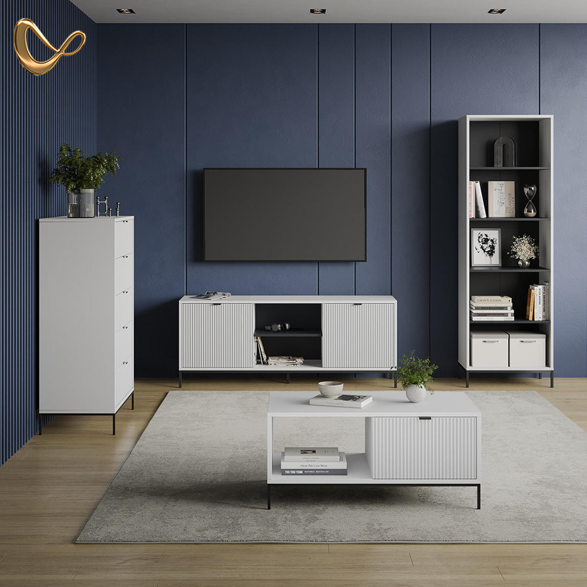 BÜCHERREGAL Aterno Weiß mit 5 Fächern - Weiß, Holzwerkstoff (60/180/40cm) - Livinity®