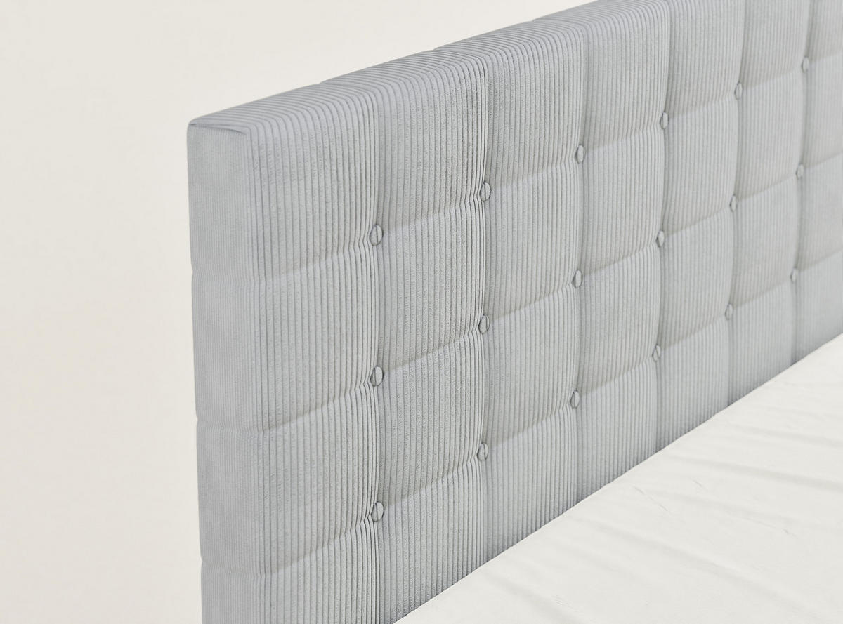 BOXSPRINGBETT Tasca 200/200 cm, in Hellgrau, Bettkasten, Matratze, Topper - Hellgrau/Schwarz, Holz/Holzwerkstoff (200/200cm) - Maison de Reve