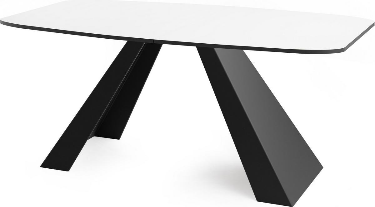 ESSTISCH Monte rechteckig ausziehbar, Weiß 160-200/80/76 cm - Schwarz/Weiß, Holzwerkstoff/Metall (160/80/76cm) - WFL GROUP