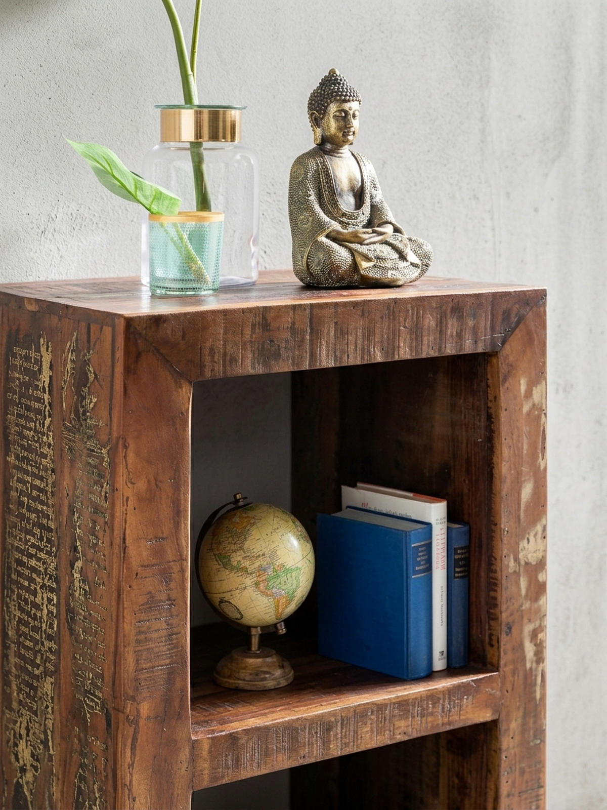 REGAL Massivholz Mango Cubeform Vintage EWA, Braun 45x35x90 cm - Braun, Holz (45/90/35cm) - KADIMA DESIGN