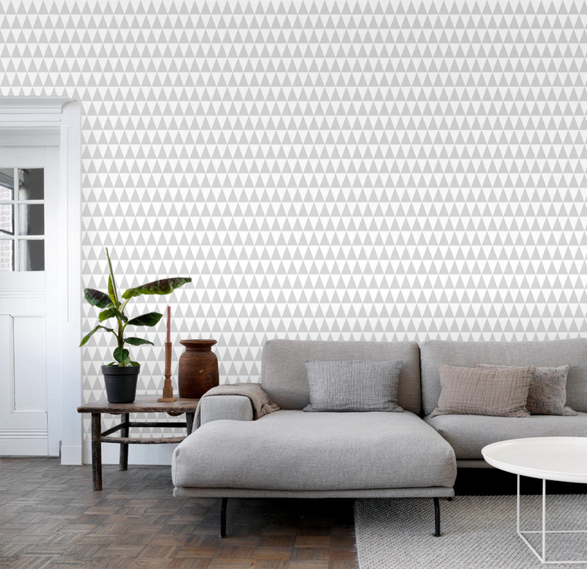 TAPETE grafische, geometrische Dreiecke 53 cm x 10.05 m - Grau, Papier (53/1000cm) - ESTAhome