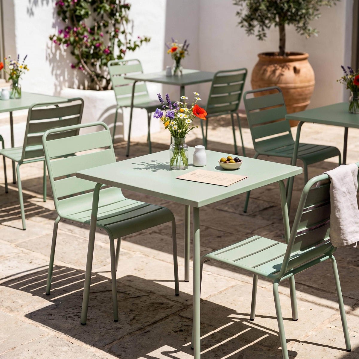 GARTENSET 3-tlg, Salbeigrünen - Grün, Metall - Oviala