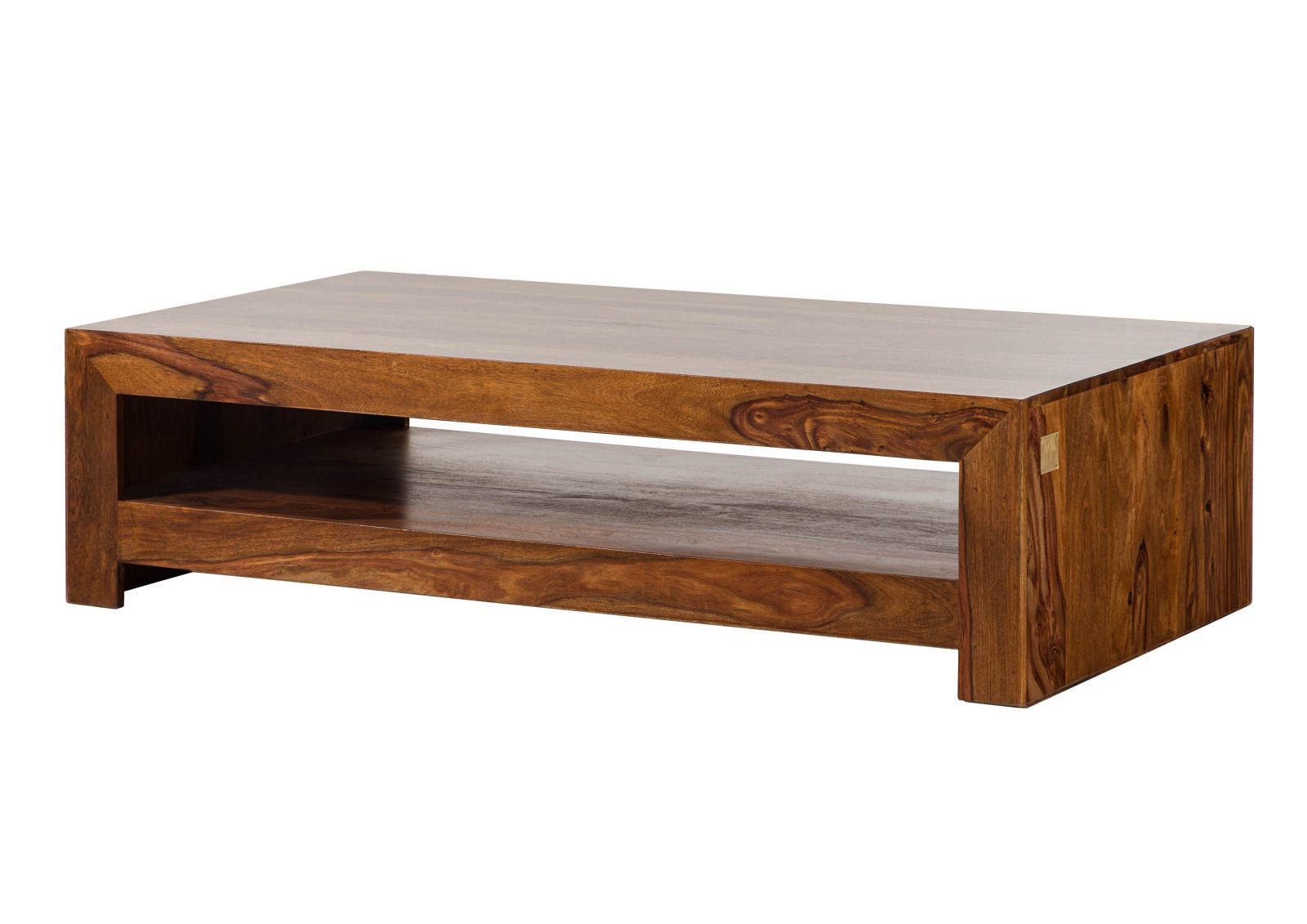 COUCHTISCH Sheesham 135x70x36 walnuss lackiert DUKE #120 - Dunkelbraun, Holz (135/70/36cm) - Massivmoebel24