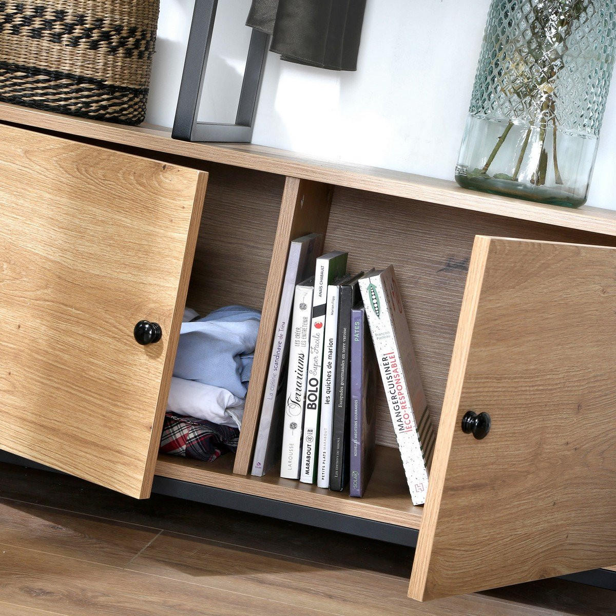 KLEIDERSCHRANK mit Regalen und Ablagen 2 Türen 90/40/167 cm - Eichefarben, Holzwerkstoff (40/167/90cm) - Calicosy