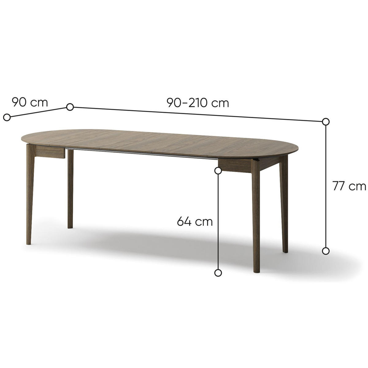 ESSTISCH Plot ausziehbar Dunkle Eichenholzoptik, 90 x 210 x 90 cm - Dunkelbraun, Holz/Holzwerkstoff (90/90/77cm) - Selsey