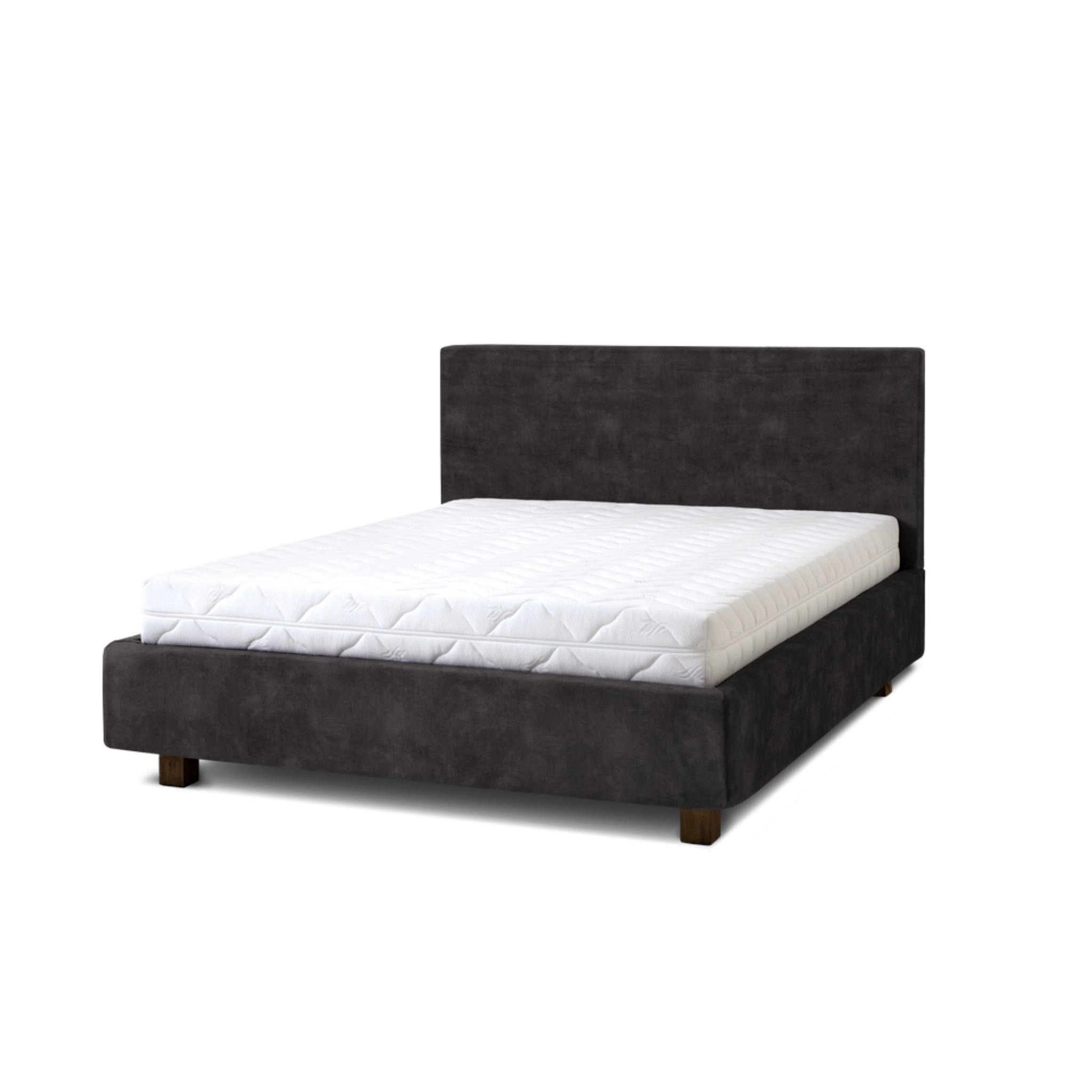 POLSTERBETT Puro 160x200 in Plüsch Anthracite - Anthrazit, Holz (160/200cm) - Letti Moderni