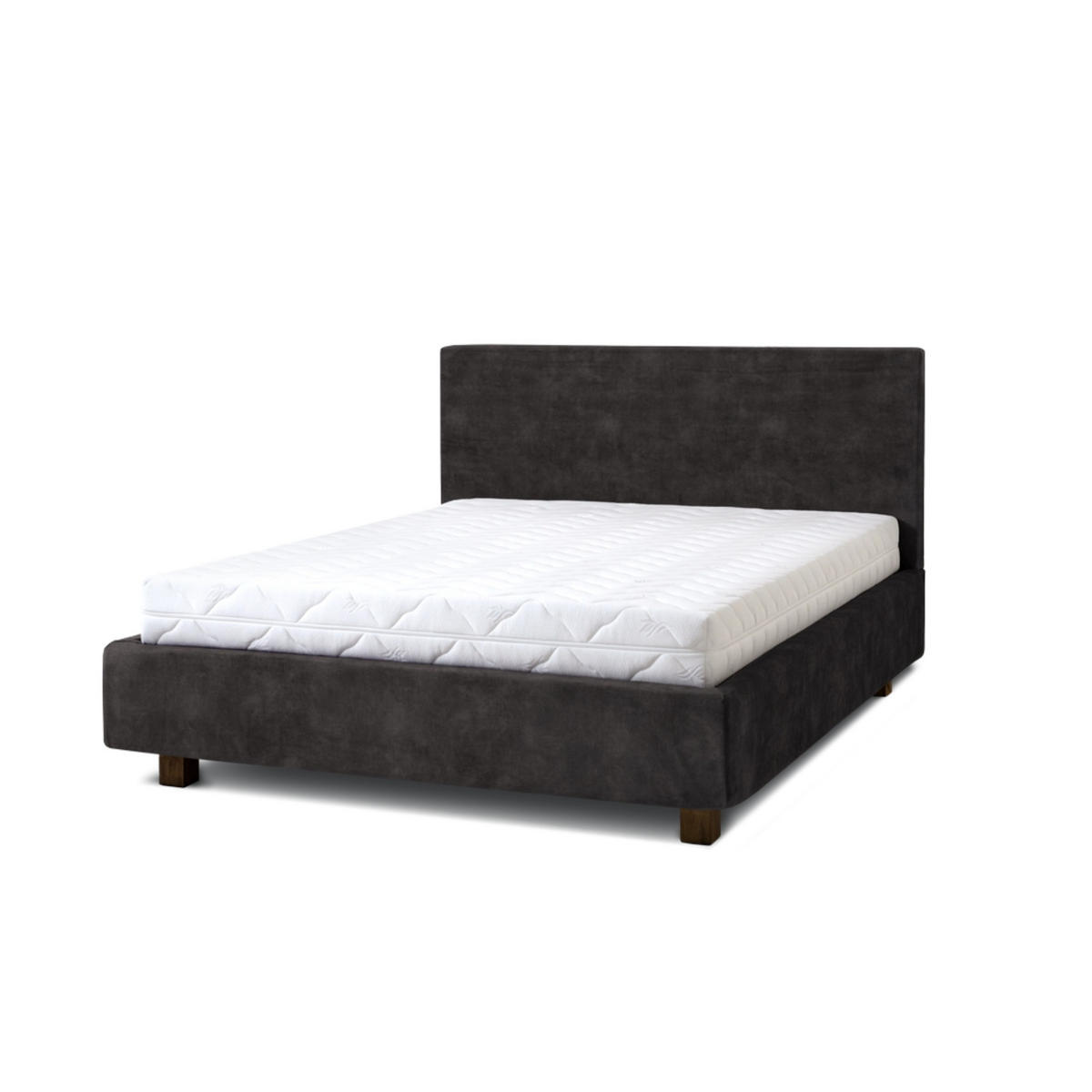 POLSTERBETT Puro 160x200 in Plüsch Anthracite - Anthrazit, Holz (160/200cm) - Letti Moderni