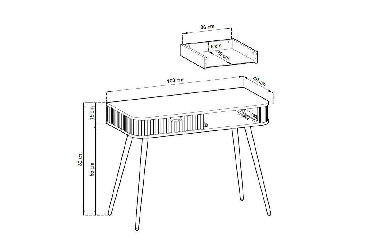 SCHMINKTISCH MODERNO 103/80/49 in Weiß/Schwarz - Schwarz/Weiß, Holzwerkstoff (49/103/80cm) - Deine Möbel 24