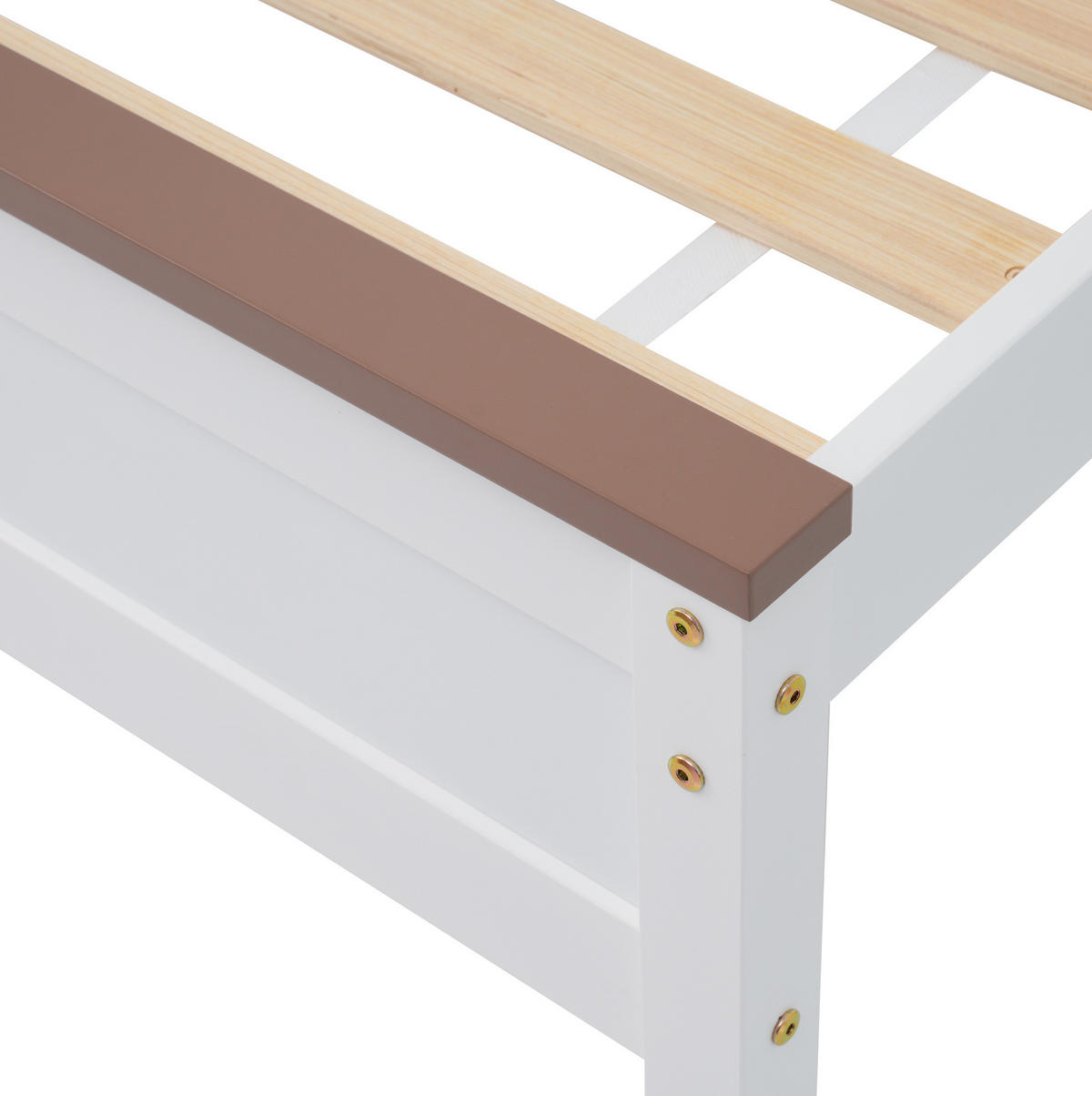 BETT 90/200 cm Weiß aus Kiefer und MDF mit Kontrastdesign - Weiß, Holz (90/200cm) - Flora Grace