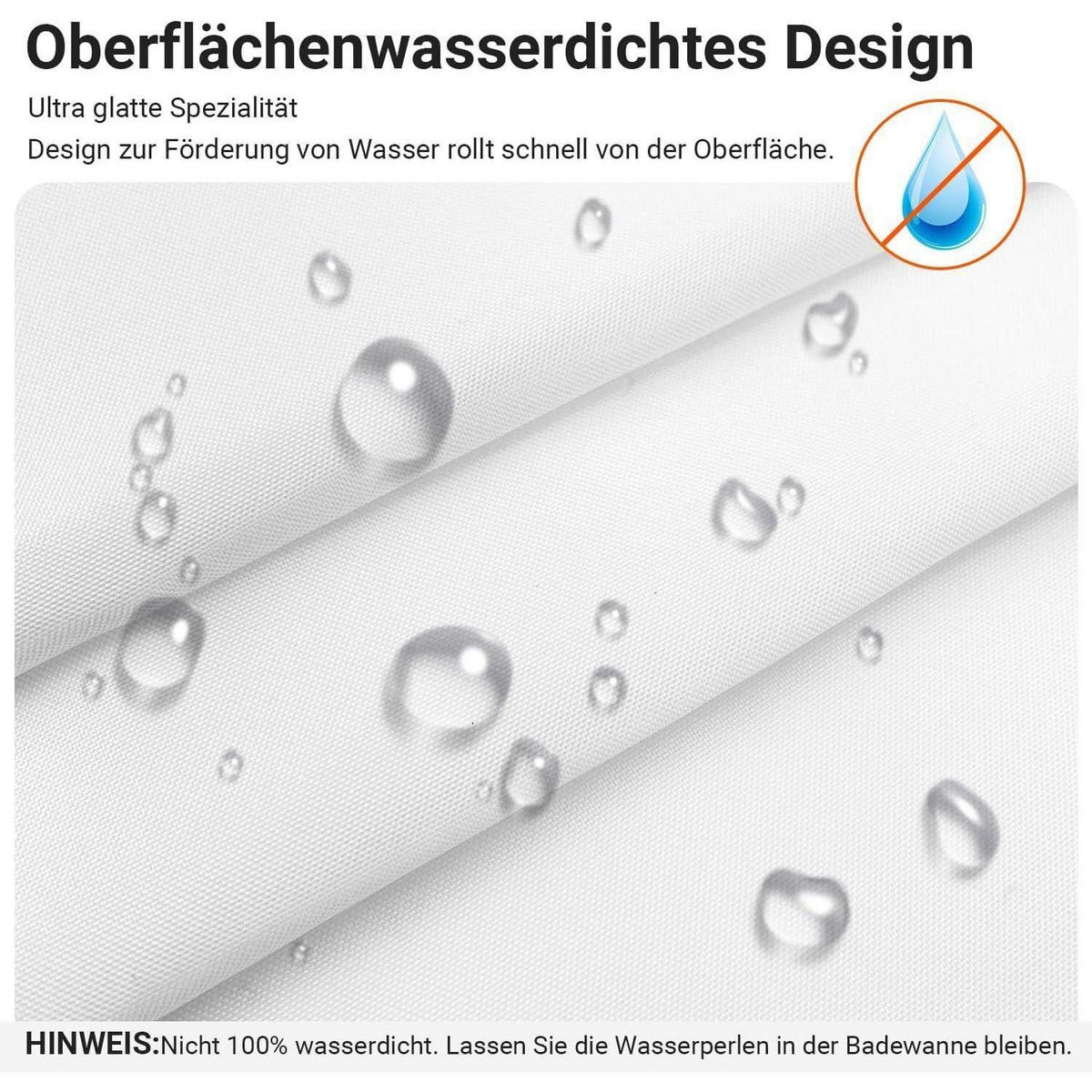 DUSCHVORHANG 120x180 cm Reinweiß Beschwerter Saum Wasserabweisend Waschbar Polyester Stoff - Weiß, Textil (120/180cm)