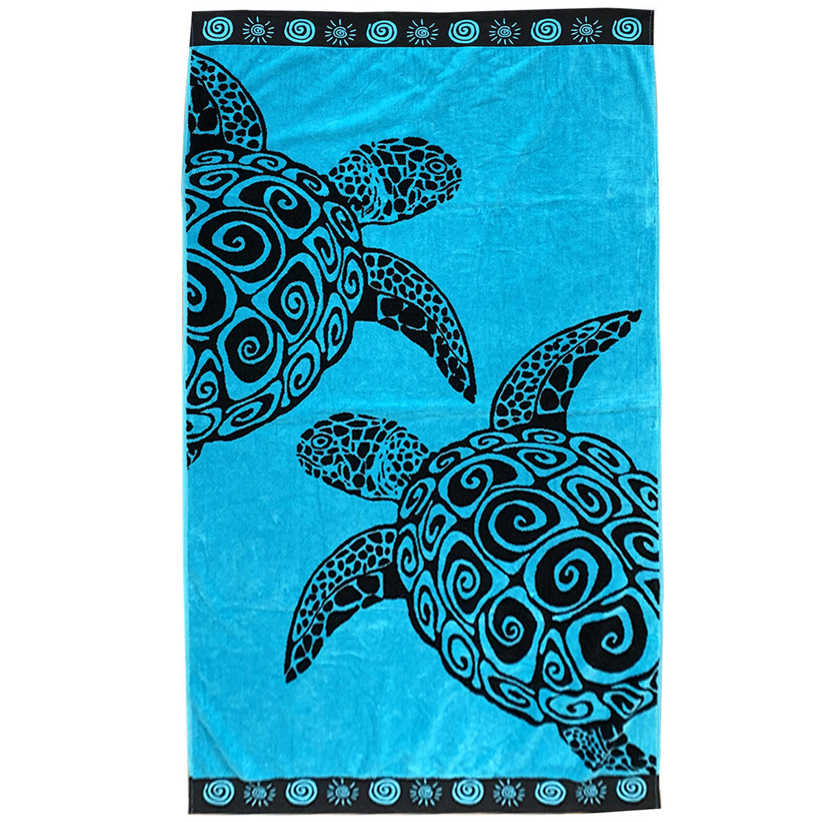 STRANDTUCH Frottee Velours Jacquard Türkis Turtles 100x175 470g/m² - Blau, Textil (100/175cm) - LE COMPTOIR DE LA PLAGE