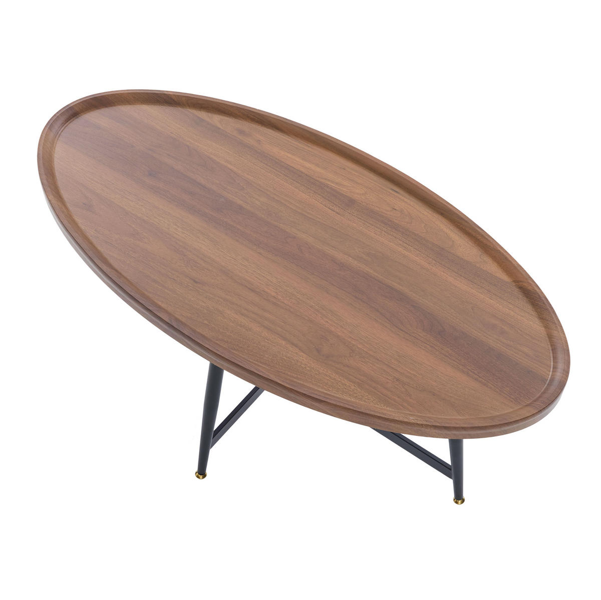 KONFERENČNÍ stolek z MDF, 110/55/45 cm hnědý s černou kovovou podnoží - hnědá, kompozitní dřevo (110/55/45cm) - BEAOK